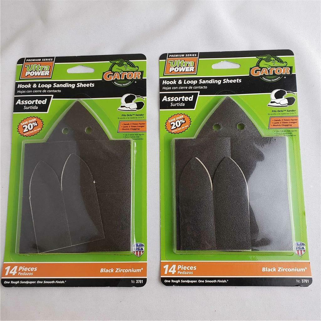 = Lot of 2 Gator Ultra Power Hook Loop Sanding Sheets 14 Pc Assorted 3761 USA