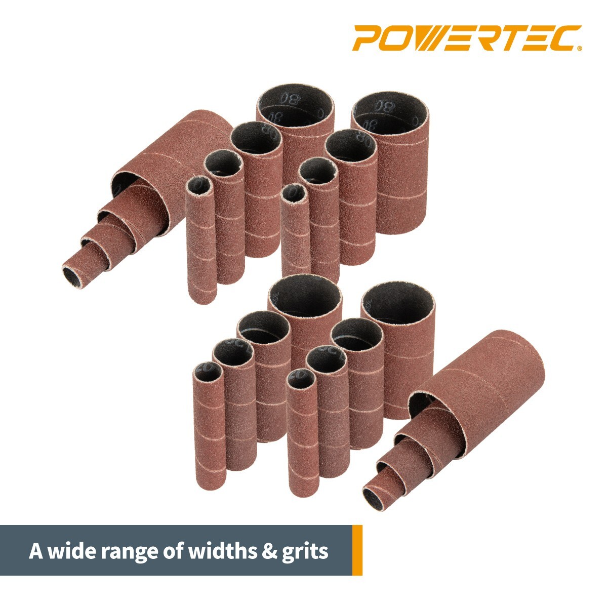 POWERTEC 71709 Assorted Sanding Sleeves 24-Pieces, more sizes, 3 each