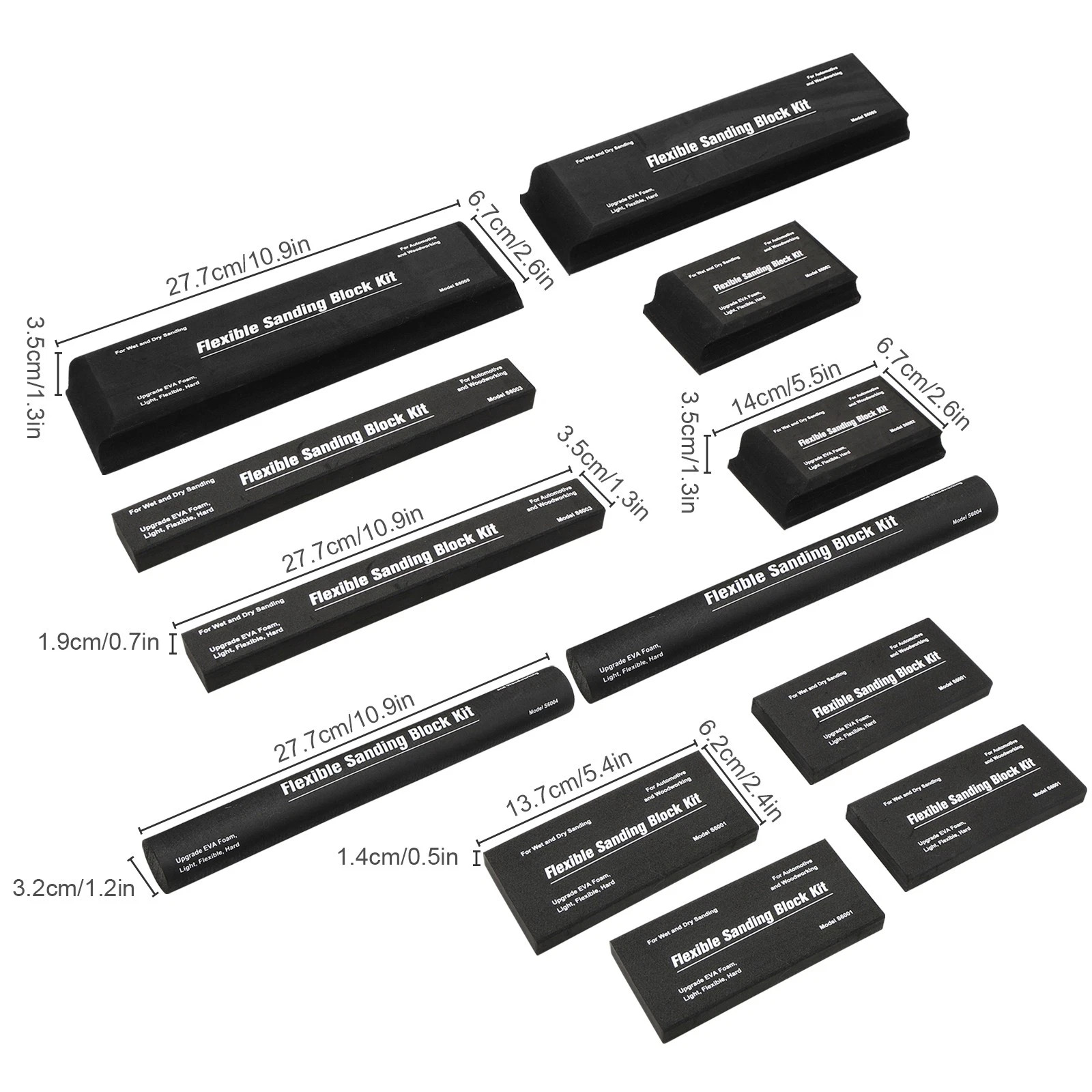 12x Sanding Block Kit Flexible EVA Wet Dry Sanding Blocks for Auto Body Woodwork