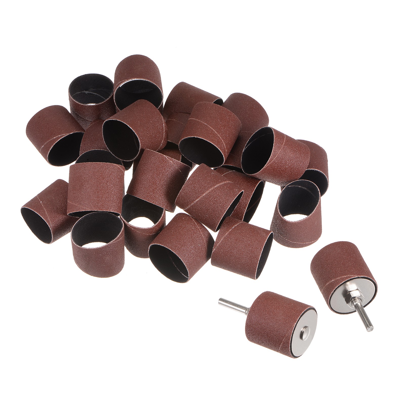 30 Pcs 1-1/2 Inch Sanding Sleeves Set 120 Grit with 2 Pcs 6mm Mandrels