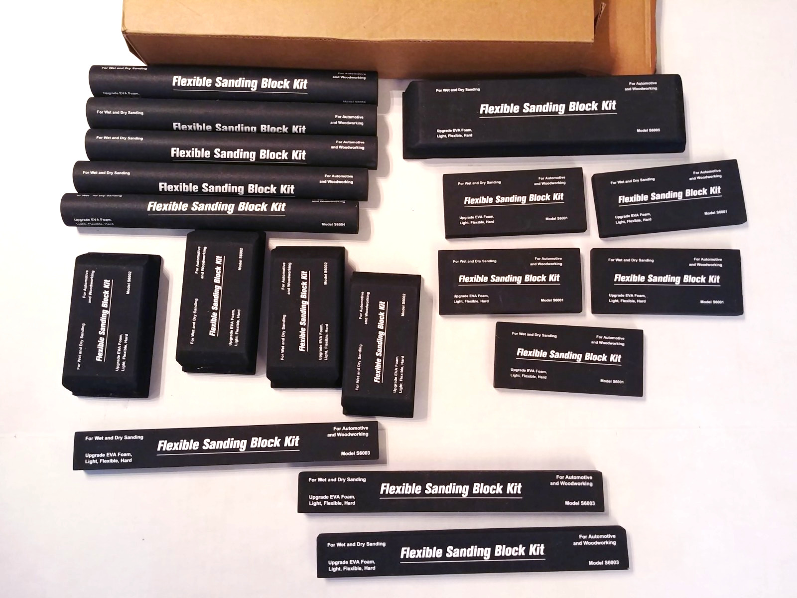 Flex EVA Foam Wet /Dry Autobody Sanding Soft Blocks Kit Automotive , Woodworking
