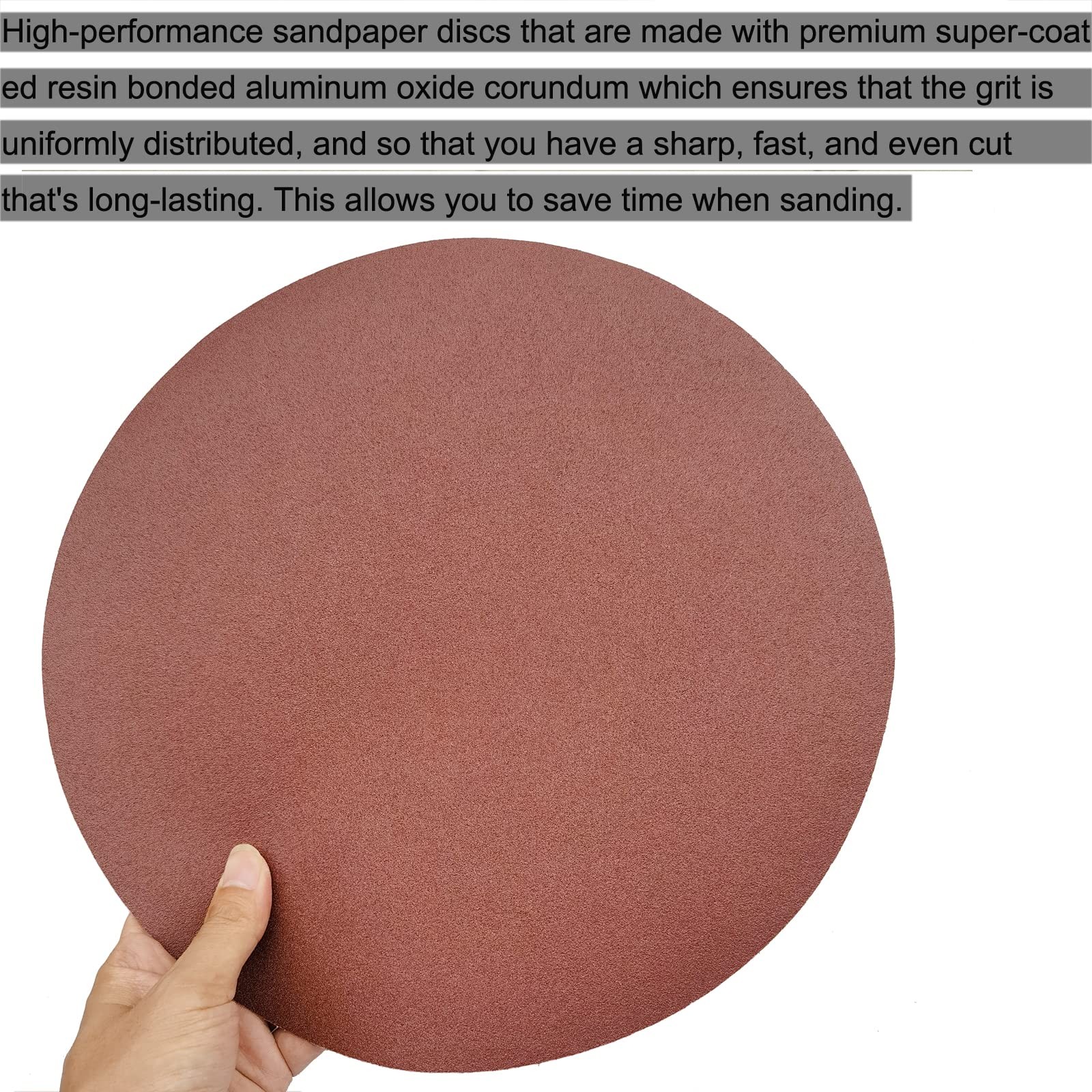 18 PCS 12″ PSA Sanding Discs – 3 Each of 80, 100, 120, 180, 240, 400 Grit – 1…