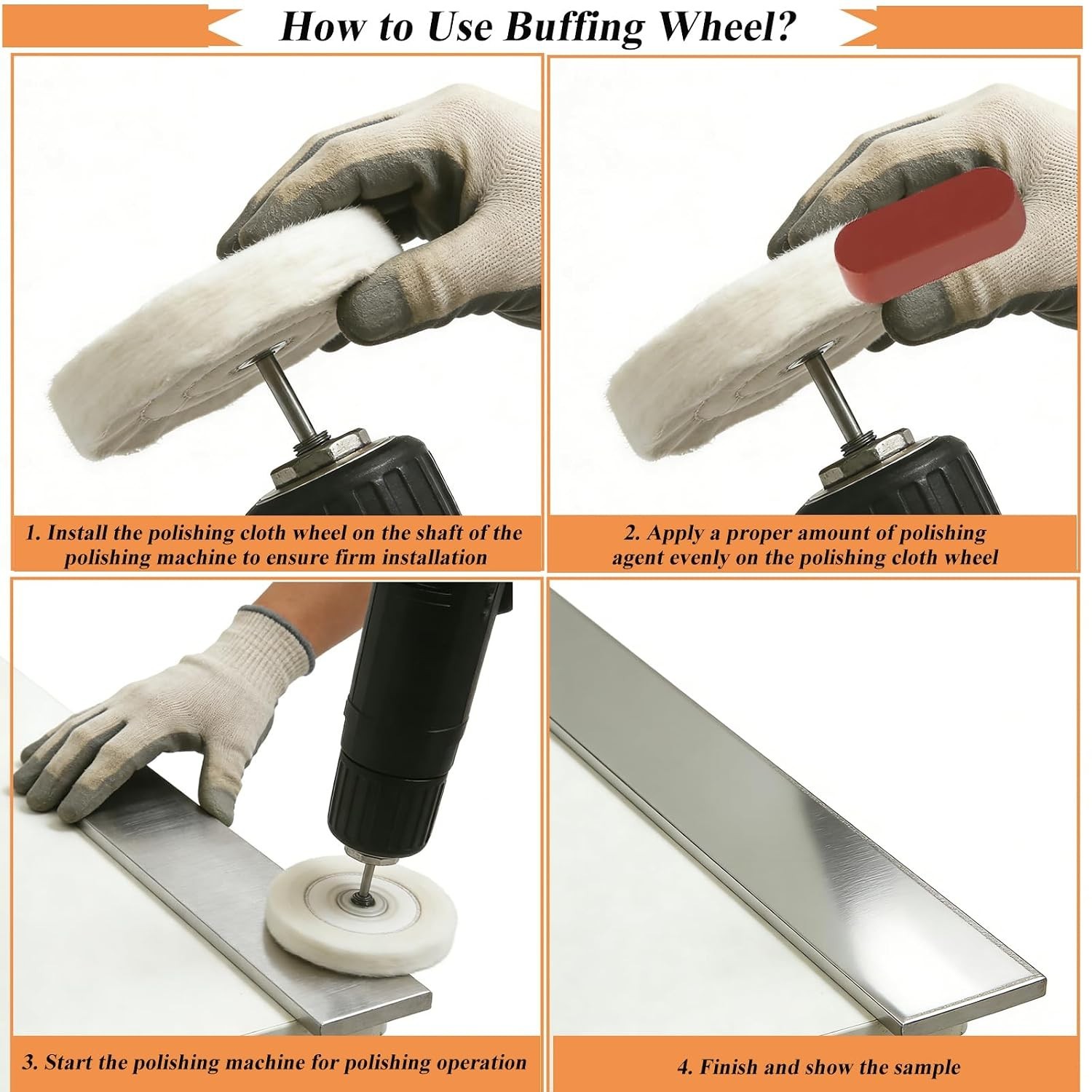6PCS Buffing Wheel for Drill, Multi-Specification Aluminum Wheel Polishing Kit,B
