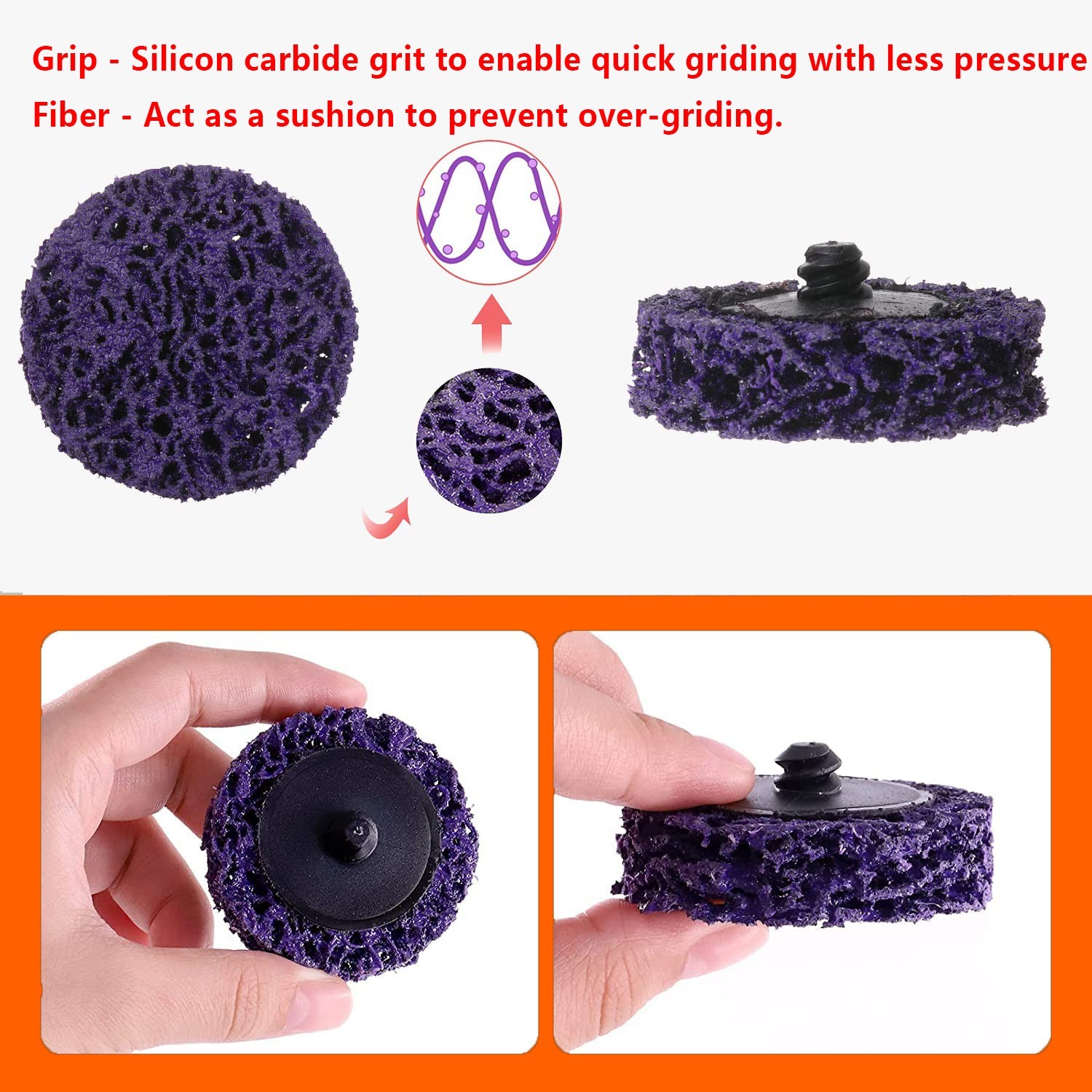 50 Pcs 2″ purple Diamond Sanding Discs Set Quick Change for Rust Paint Removal