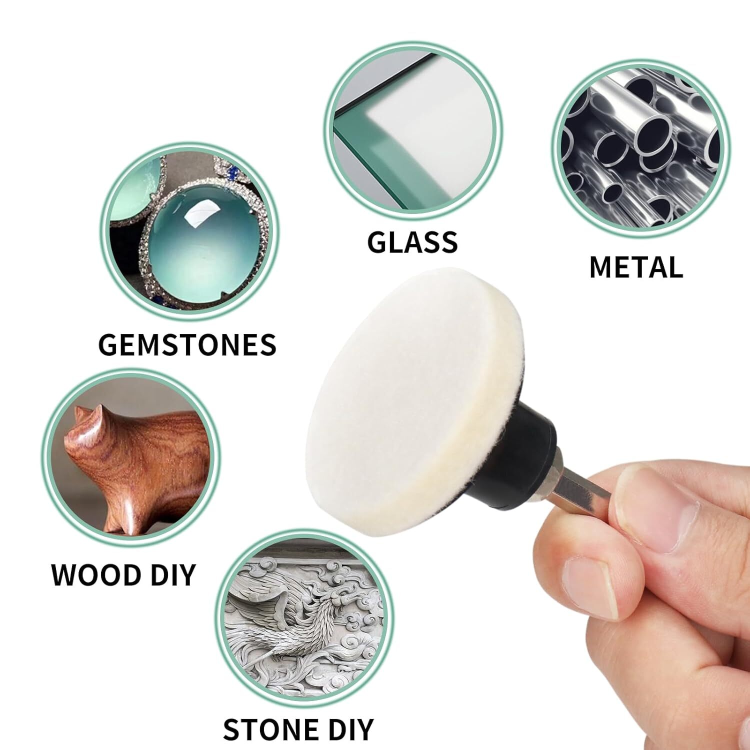 20Pcs 50mm Wool Felt Polishing Buffing Disc Wheel With Shank Kit For Rotary Tool