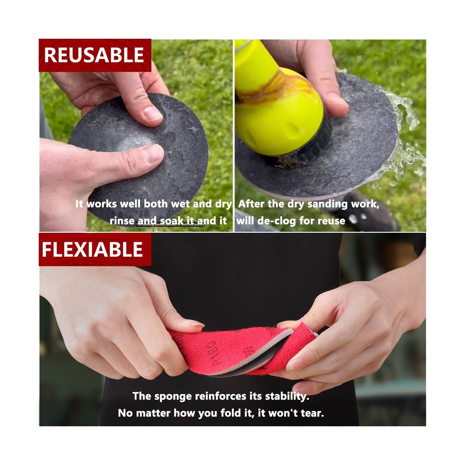 12Pcs 6 Inch Hook and Loop Sanding Sponge Discs 180-3000 Grit Wet Dry Sanding…