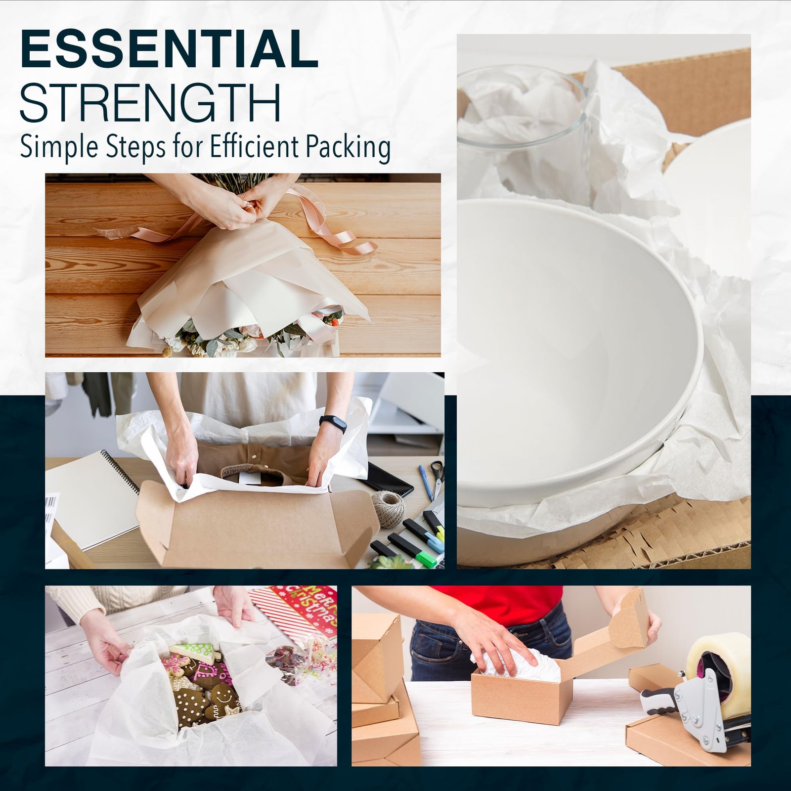 White Bulk Packing Paper Sheets for Moving | 640 sheets | 27″ x 17″ | 20 lb | Tw