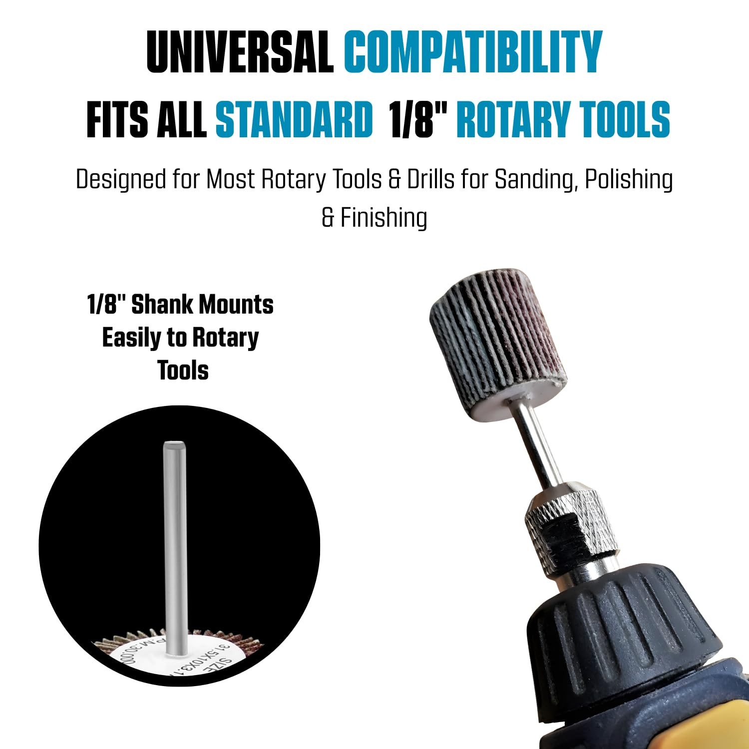 LINE10 Tools Mini Flap Sanding Wheel Rotary Tool 1-1/4 inch, 9/16 inch