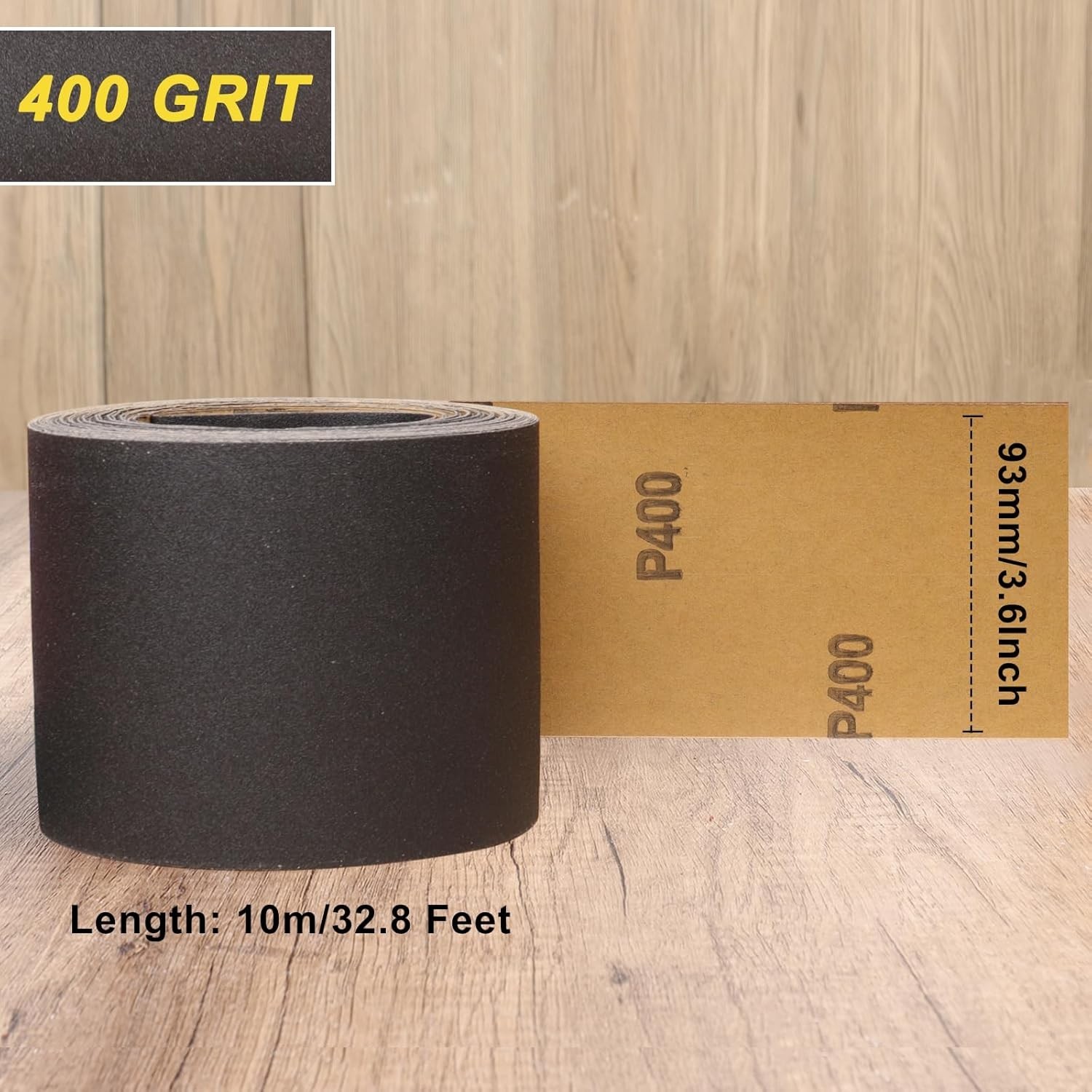 400 Grit Sandpaper Roll, 3-2/3″ Wide 11 Yard Wet Dry Silicon Carbide Longboard S