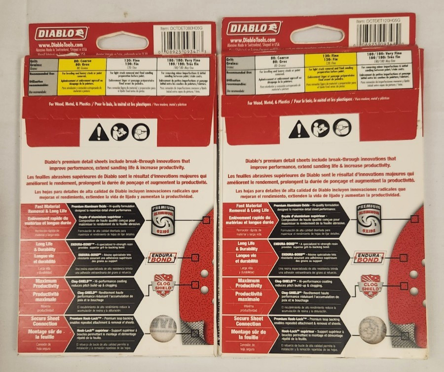 2 Diablo MegaMouse 4 3/16 in Aluminum Oxide Hook + Lock Sheets 80 + 120 Grit NEW