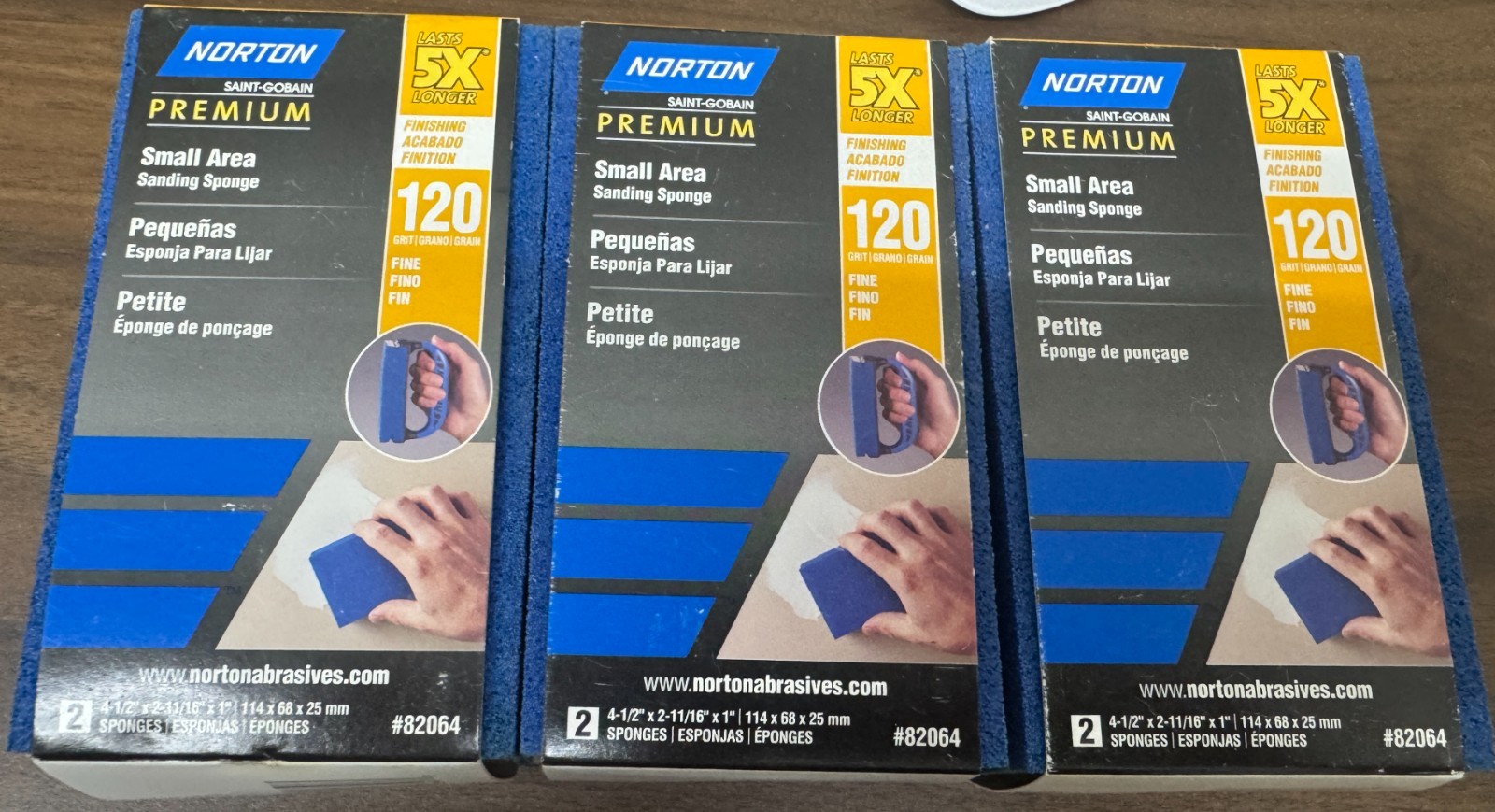 6 – Norton Saint-Gobain Premium Sanding Sponge 120 Grit FINE # 82064