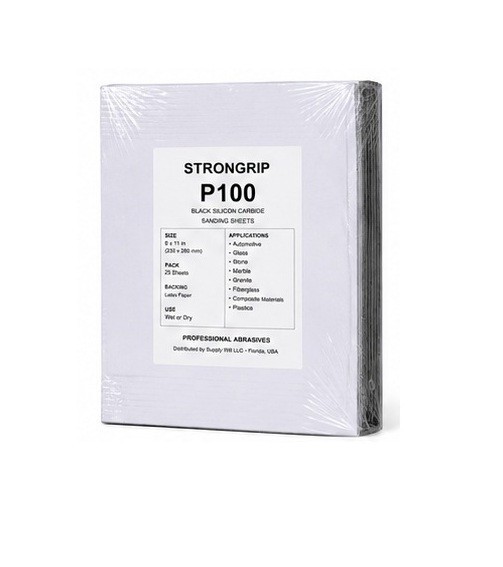 Strongrip 9X11 in Silicon Carbide Sandpaper Sheets Wet/Dry 25 Pack – Select Grit