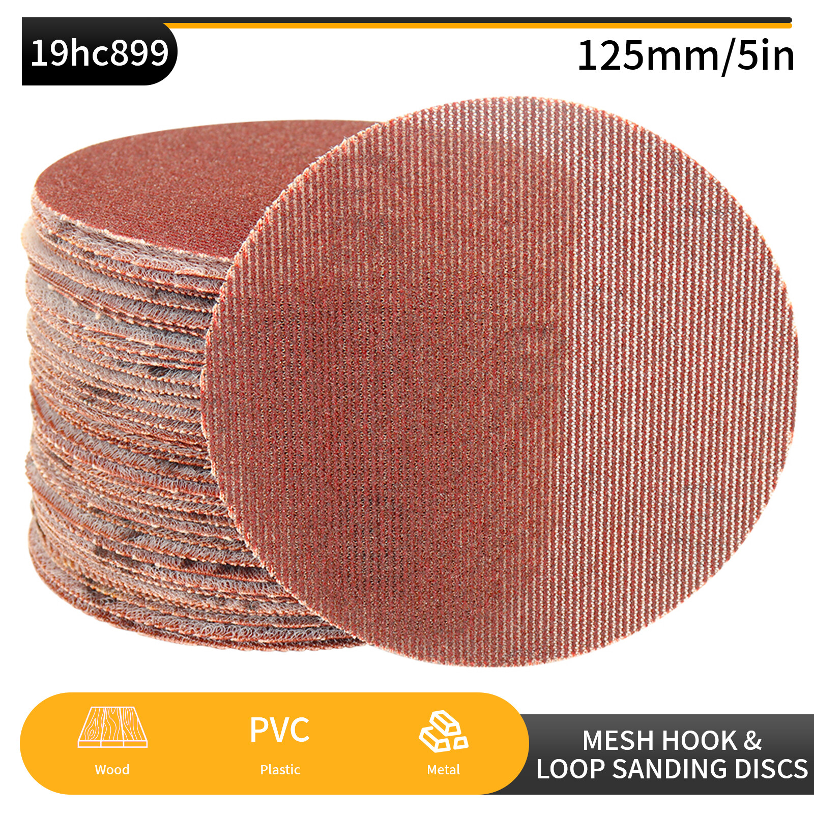 5in Mesh Net Disk Sanding Discs Hook & Loop Mesh Sand Paper 80~600 Grit Abrasive