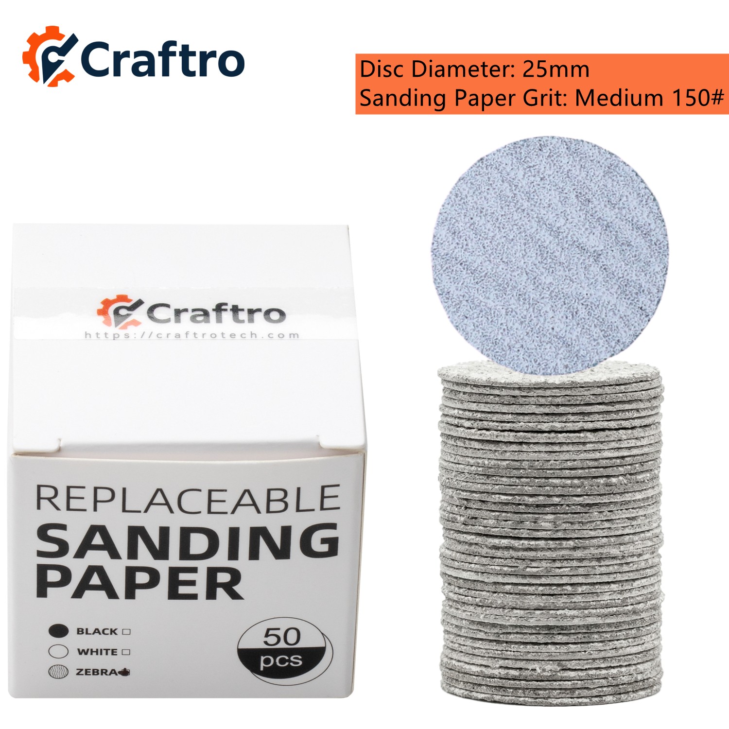 Craftro Aluminum Oxide Sandpaper Stainless Less Disc C M F Grit 3/32” Shank