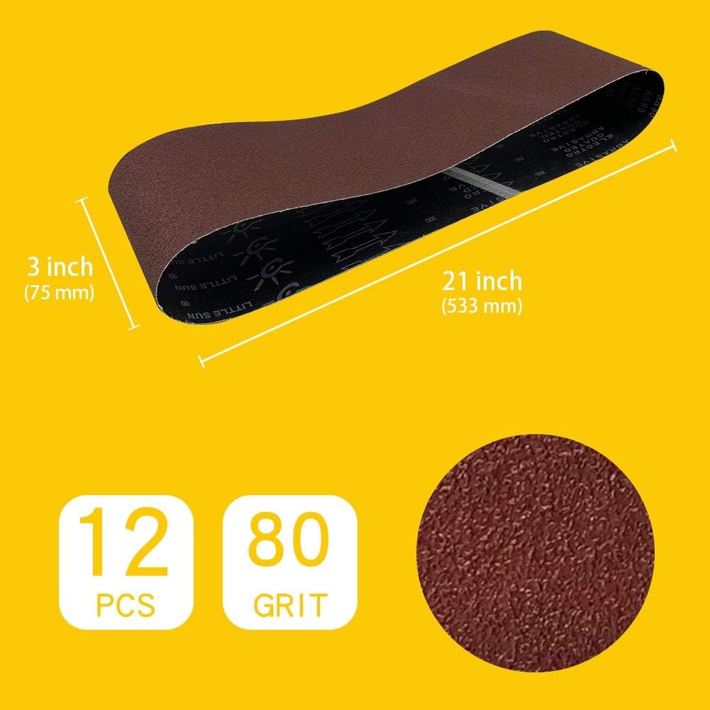 3 x 21 Inch Sanding Belt | Premium Aluminum Oxide Sanding Belt | 80 Grit