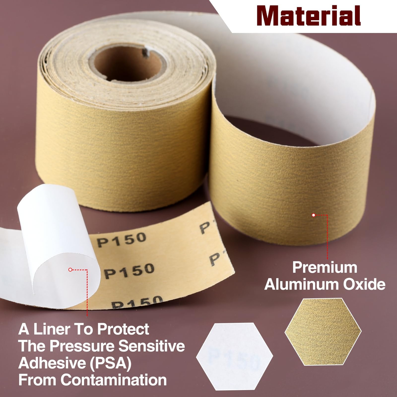 150 Grit Sandpaper Roll Self Adhesive PSA Stickyback Sand Paper 2-3/4″ Wide 1…