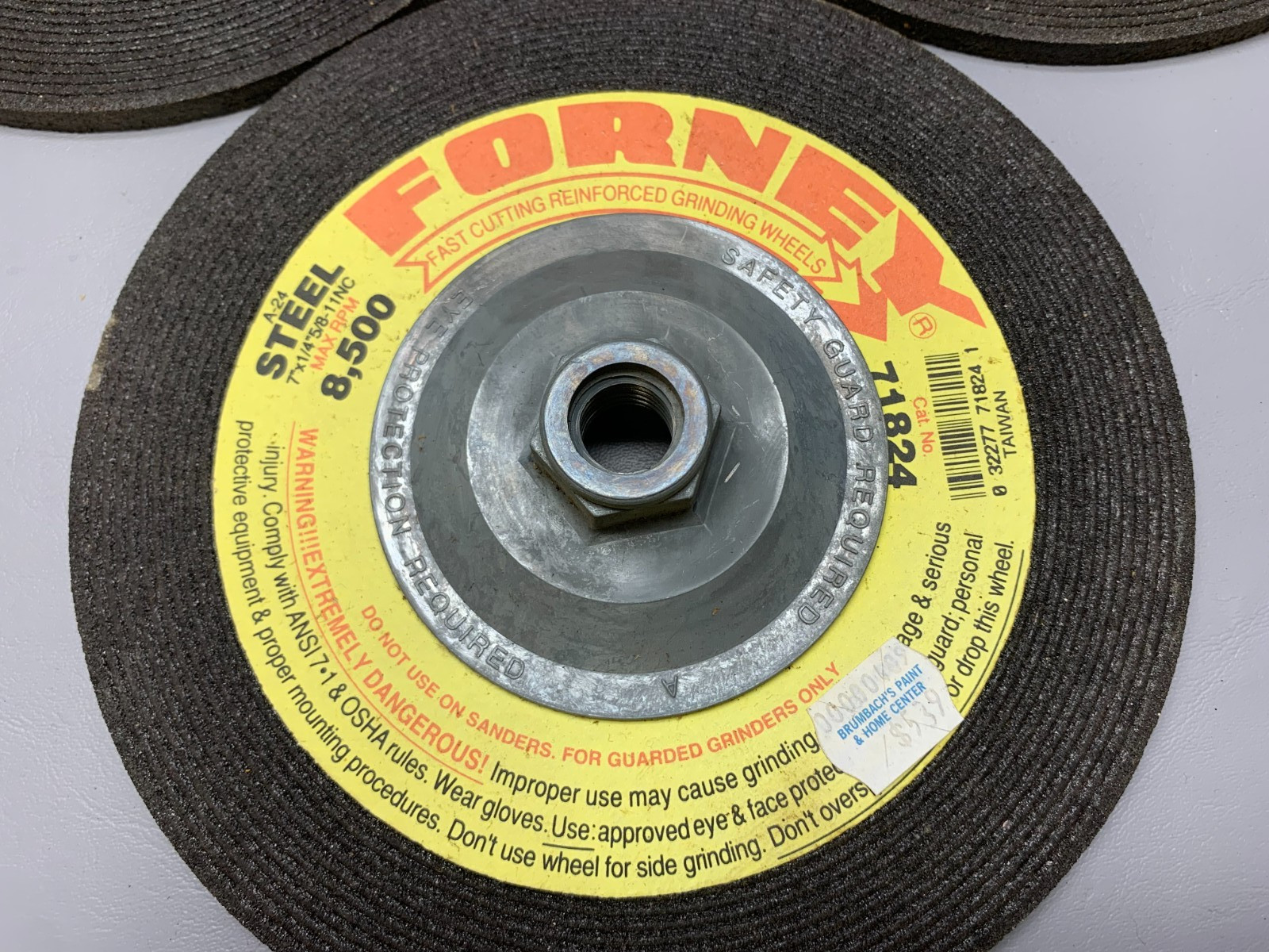 Forney 7″ x 1/4″ x 5/8-11 NC 8500 Max RPM Metal Grinding Wheel 71824- Lot Of 3
