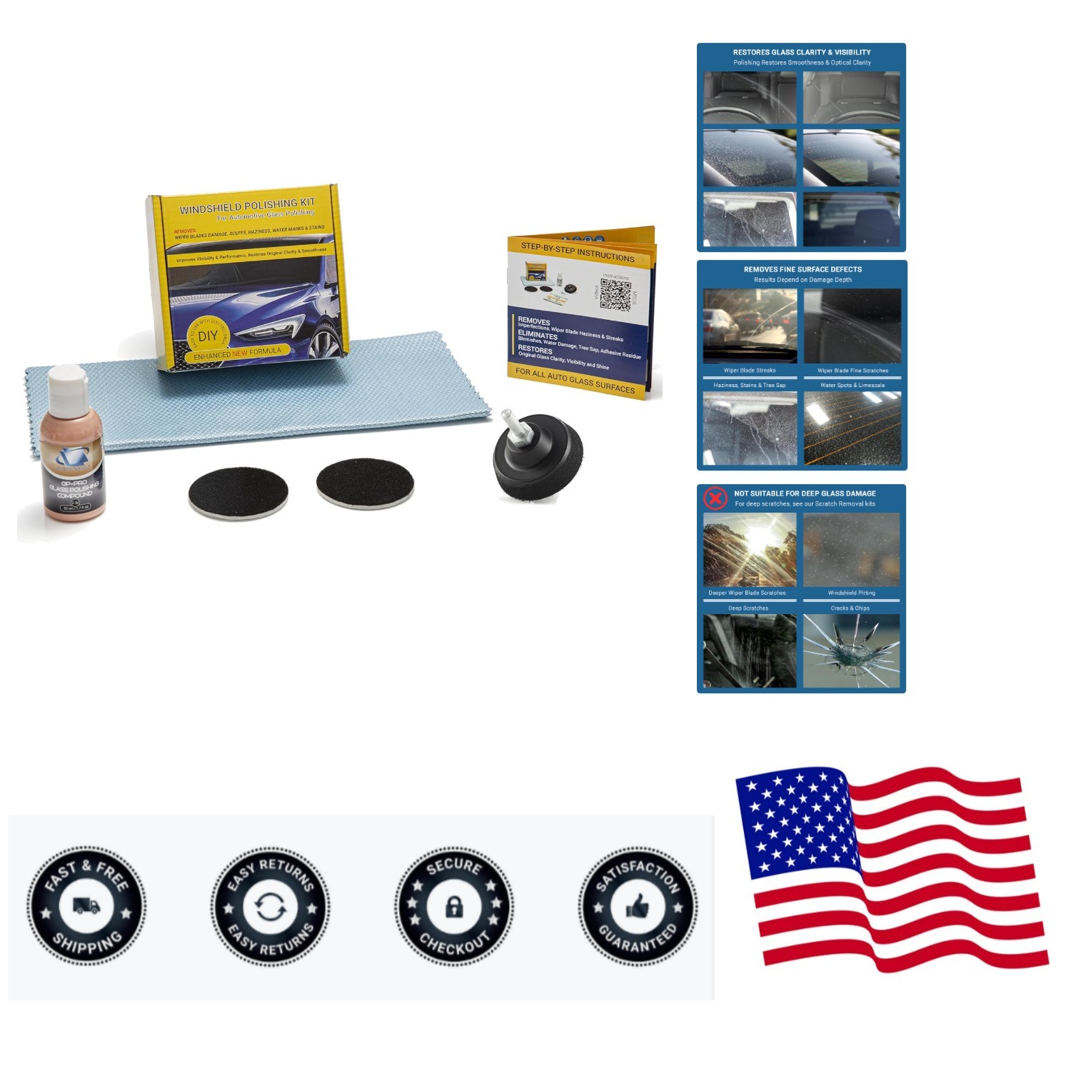 21003 DIY Windshield Polishing Kit for Electric Drills – Restore Clarity to W…