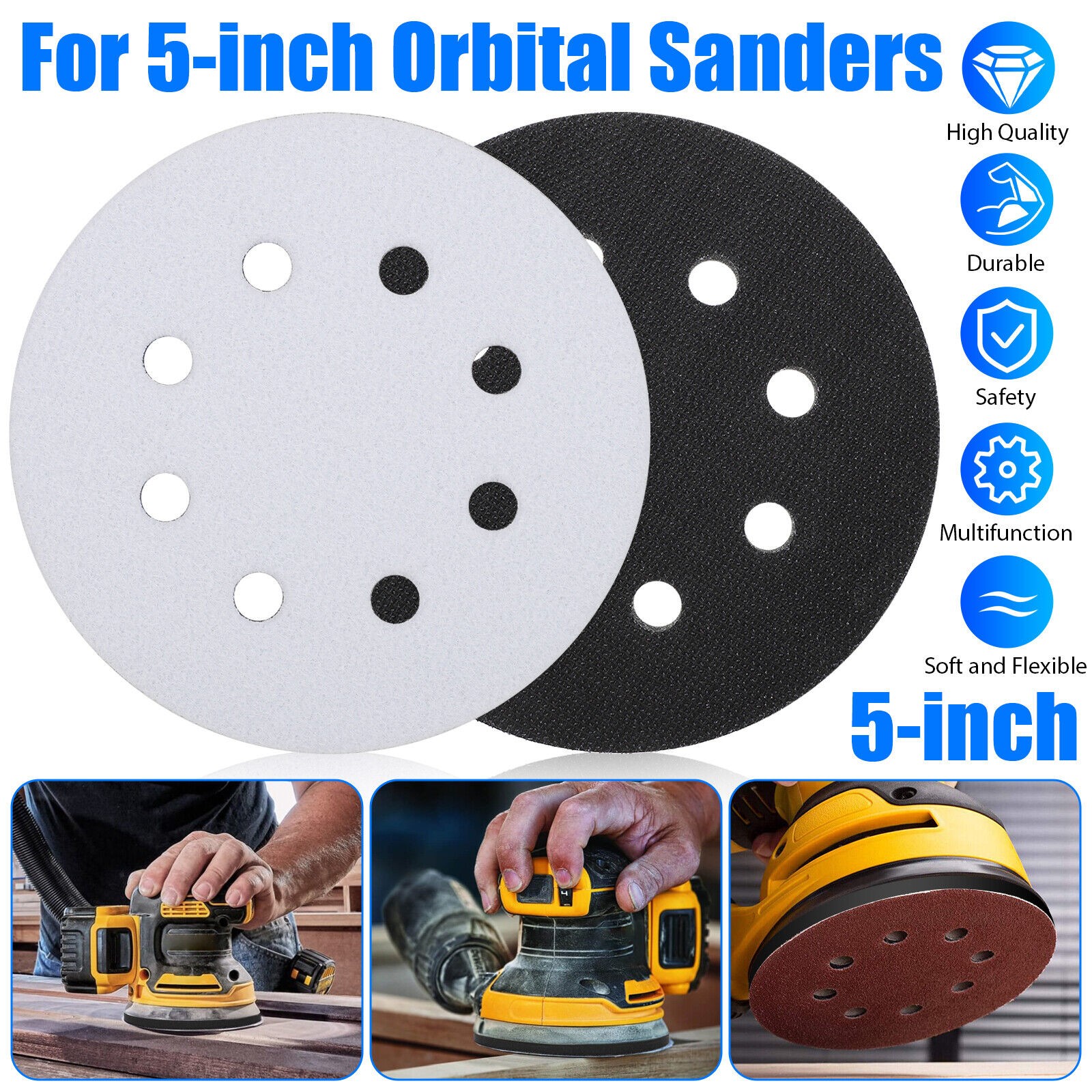 2PCS 5in Sponge Foam Cushion Orbital Sander Interface Buffer Pad Accessories