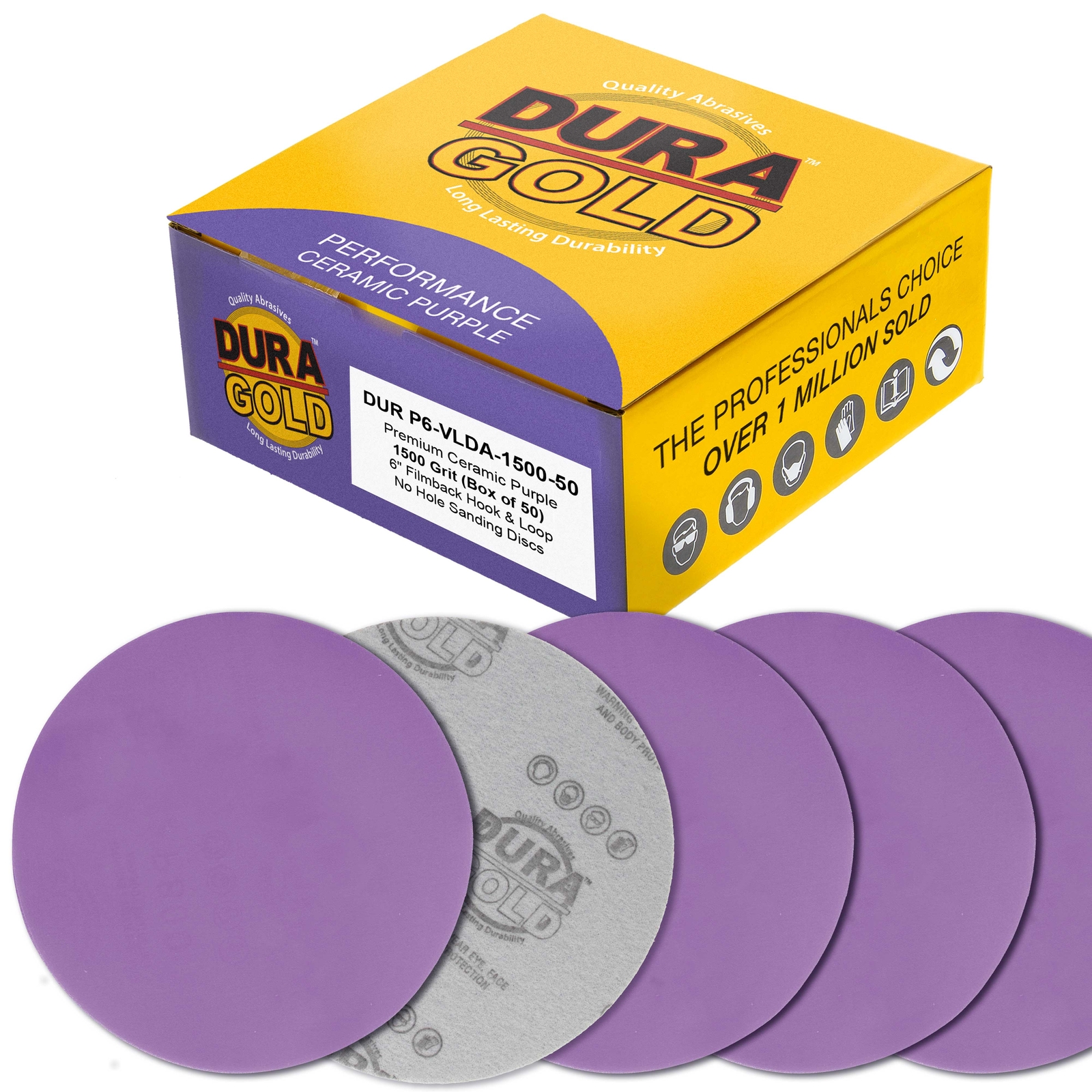 1500 Grit 6″ Purple Ceramic Sanding Discs, Box of 50 – Hook & Loop Sandpaper