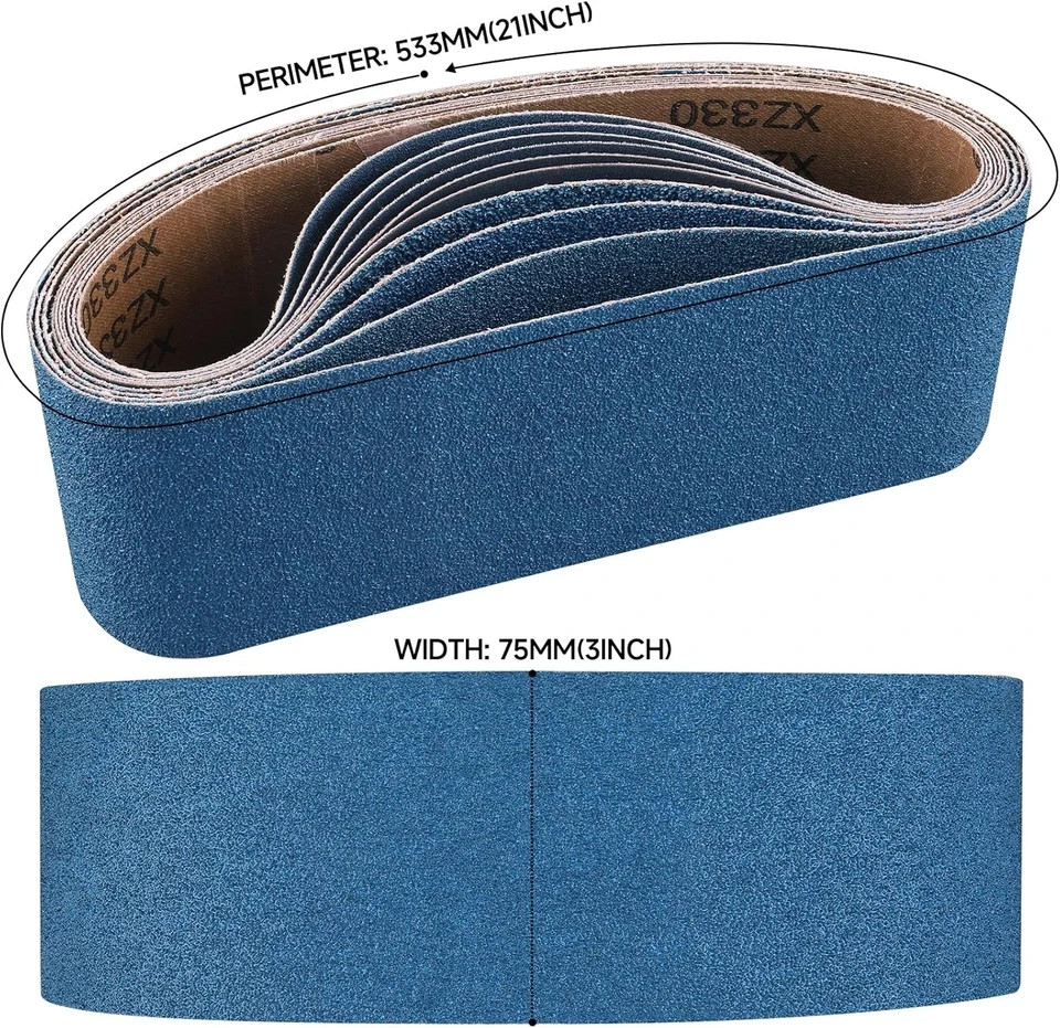 10-Piece 3 X 21 Inch 40-400 Grit Zirconia Sanding Belts, Heavy Duty Long-Lasting