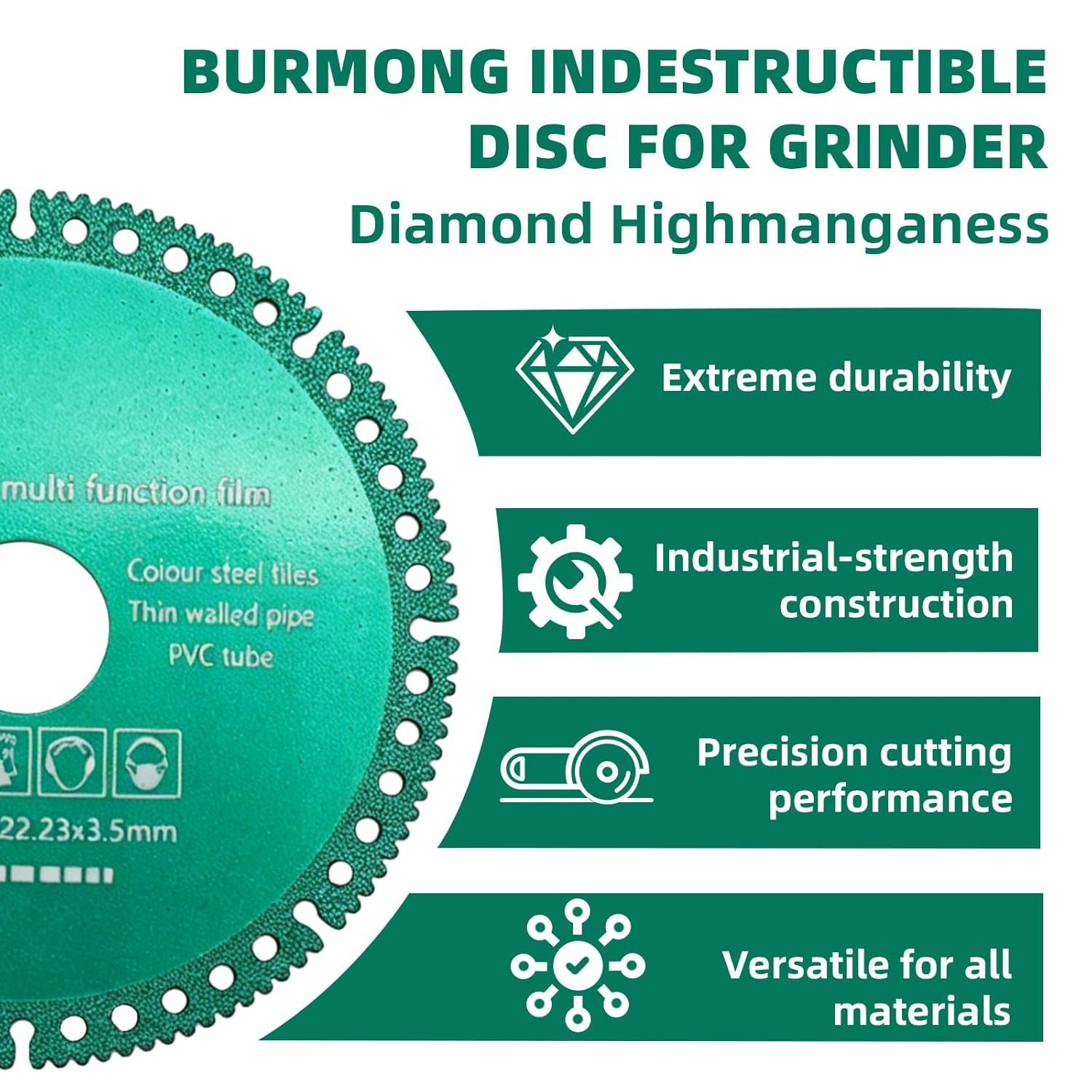 3 Pcs 4.5” Indestructible Disc for Grinder, Multipurpose Cutting & Grinding