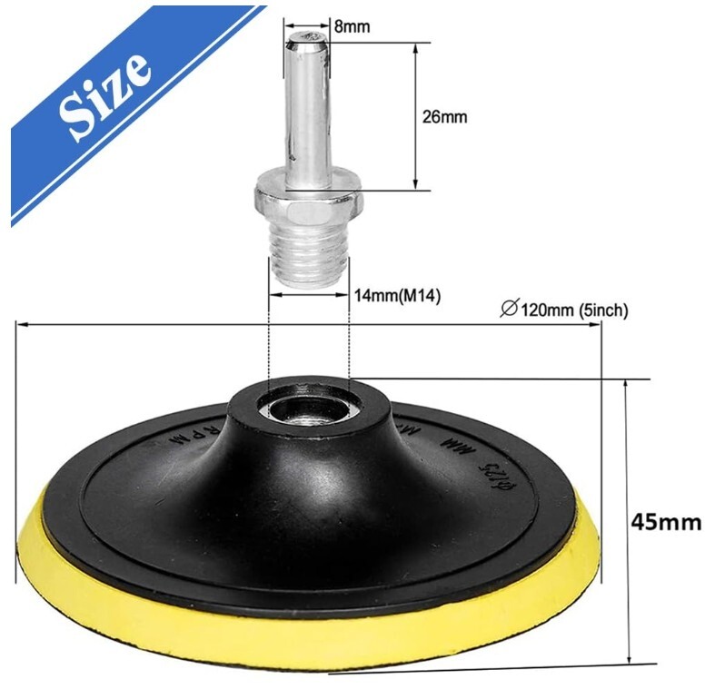 2 Pack 5 Inch Hook and Loop Backing Pad with M14 Thread,Rotary Buffing Pad