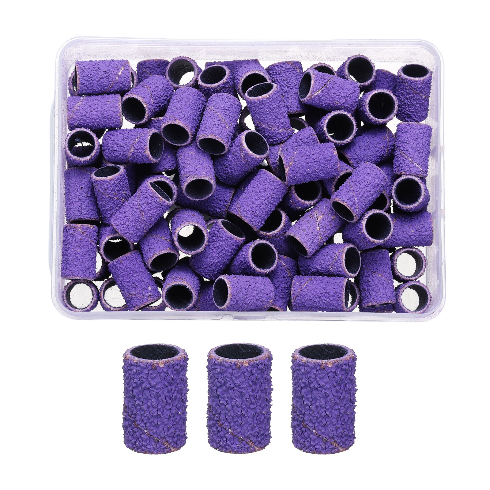 100pcs Small Sanding Bands 80 Grit for Nail Drill Bits Purple