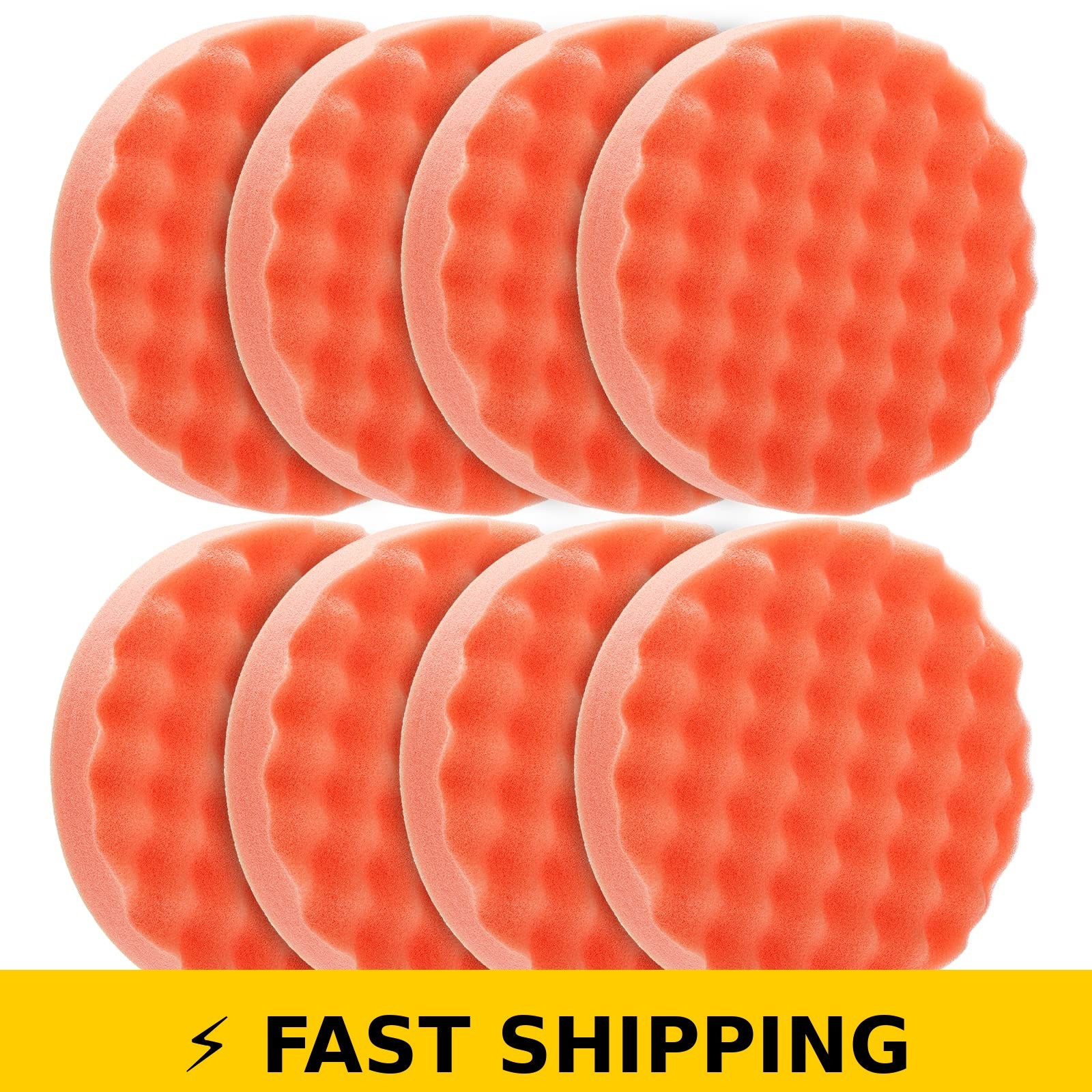 Fasmov 8 Pack 6″ Orange Microfiber Buffing Polishing Pads