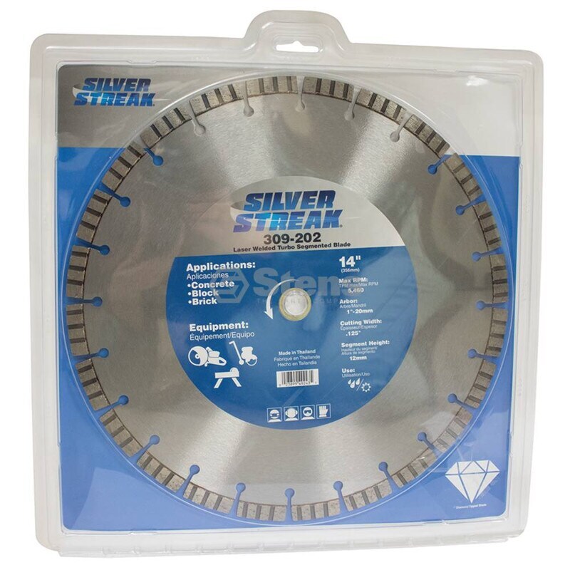 14″ Turbo Segmented Blade for Hi-Speed Saws, Laser Welded, Wet/Dry Use