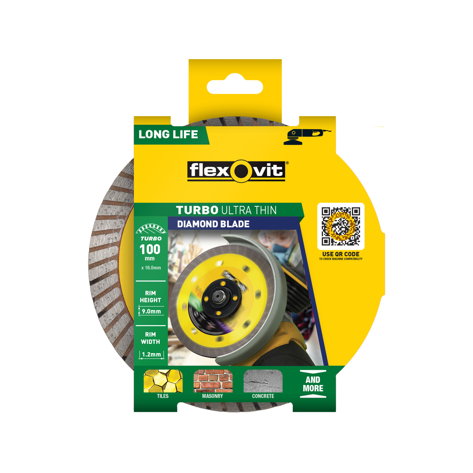 Flexovit 100 x 16 x 1.2mm Ultra-Thin Turbo Diamond Blade