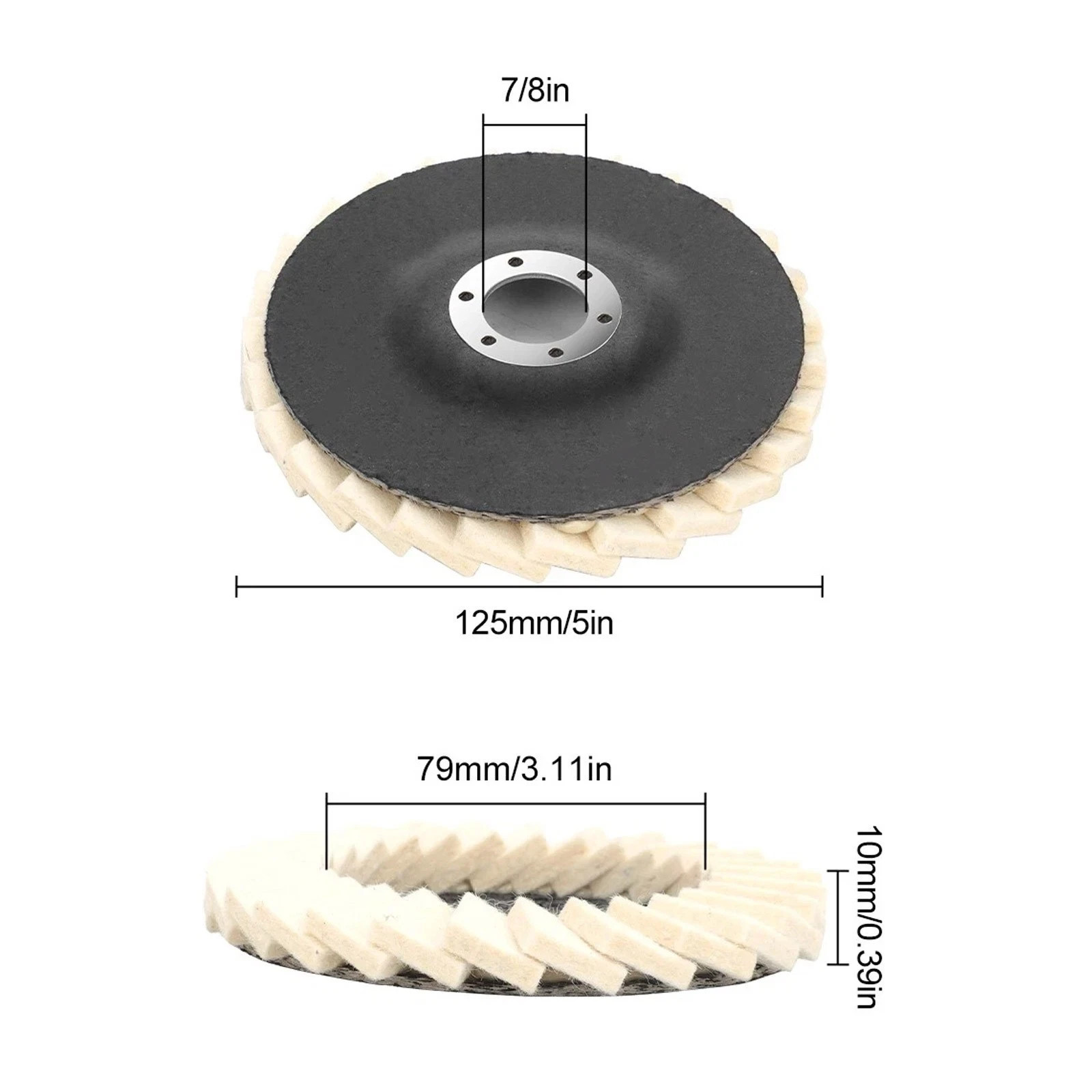 6Pcs Wool Polishing Wheel Buffing Pads Flap Disc For Metal Wood Angle Grinder