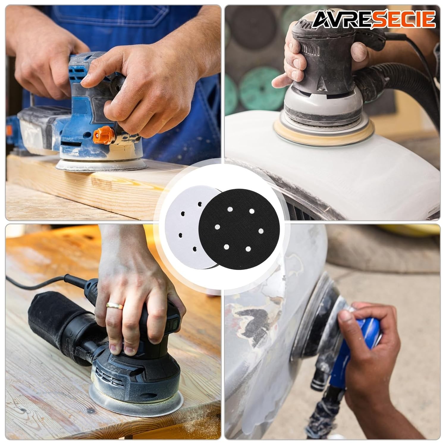 2 Pack 6 Inch 6 Holes Interface pad,Orbital Sander Foam Pad，6″ Foam Sanding P…