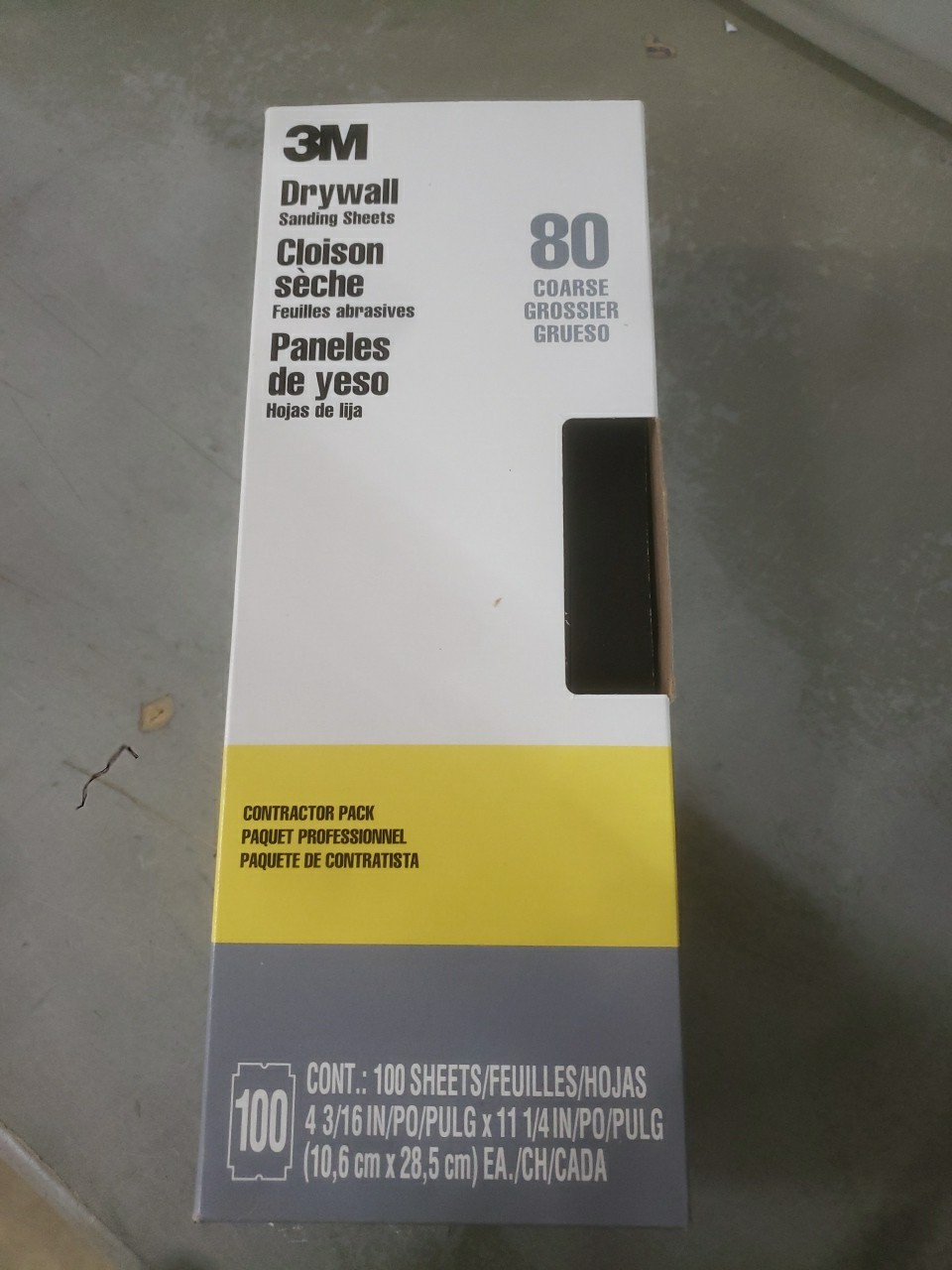 3M 10207 Drywall Paper Sanding Sheet, 4-3/16 x 11-1/4 In, 80D Grit, 100 Sheets