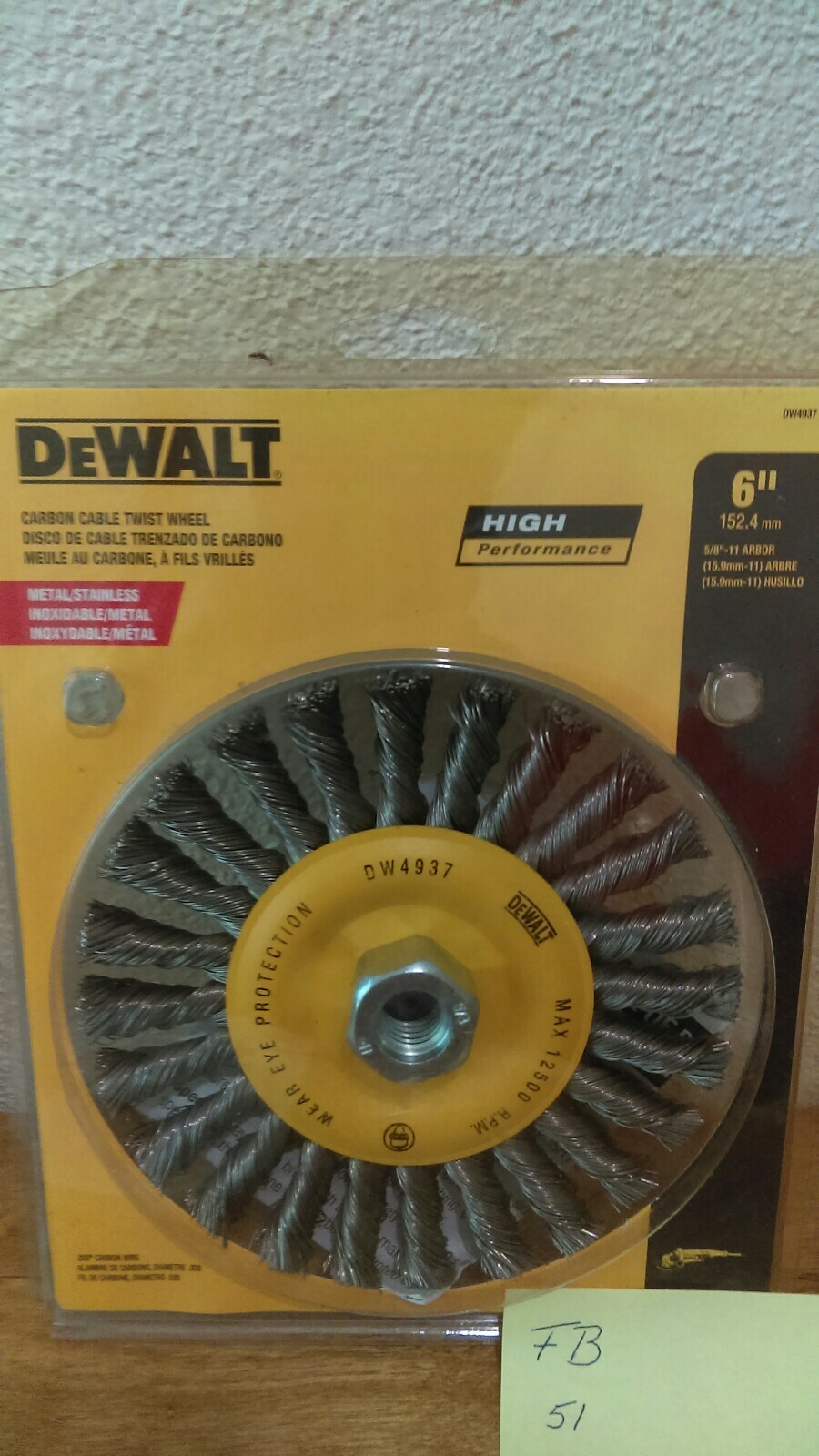 DeWalt Carbon Cable Twist Wheel, High Performance, 6″-152.4 mm, Metal/Stainless