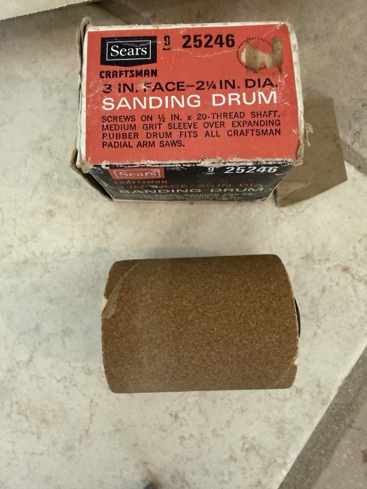 Sears Craftsman 3 in. Face 2-1/4 in. Dia. Sanding Drum # 9-25246 With Box