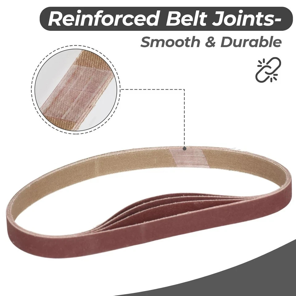 1/2 x 18 Inch Sanding Belts, 20 Pcs, 4 Each of 60/80/120/180/240 Grits, Premium
