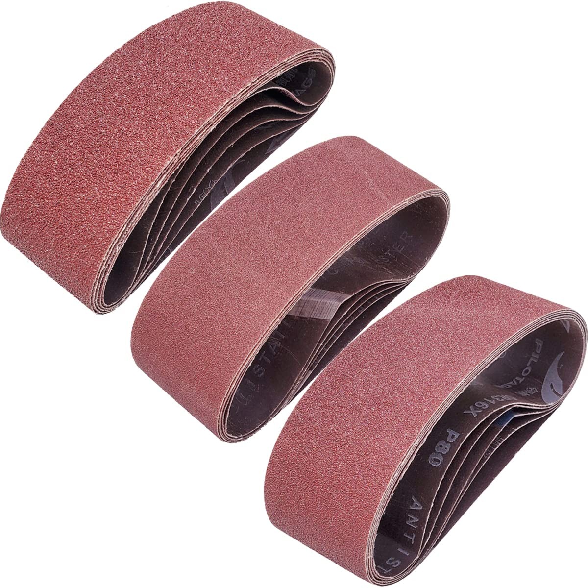 Tonmp 15 PCS 3″ x 21″ Premium Sander Belts – 5 Each of 40 80 120 3×21 inch