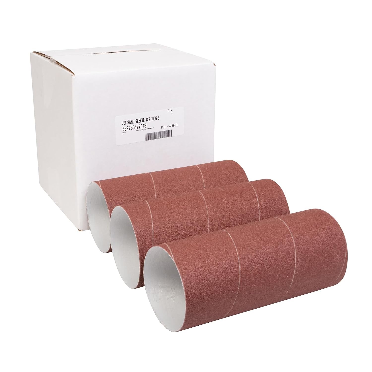 4×9 Sanding Sleeve – 100 Grit, Hard Cloth, Alum Oxide, Spindle Sander, 3/Pk
