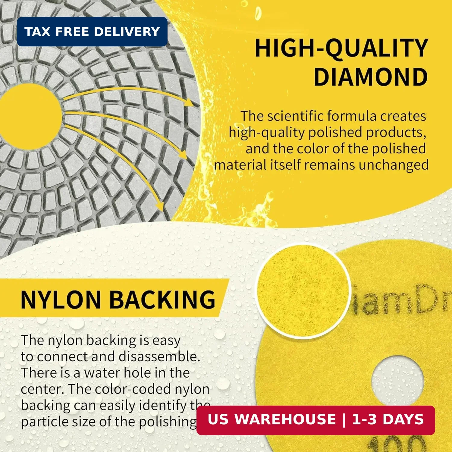 5 Inch Diamond Polishing Pads Tile Stone Diamond Sanding Pads Kit Including 5/8-
