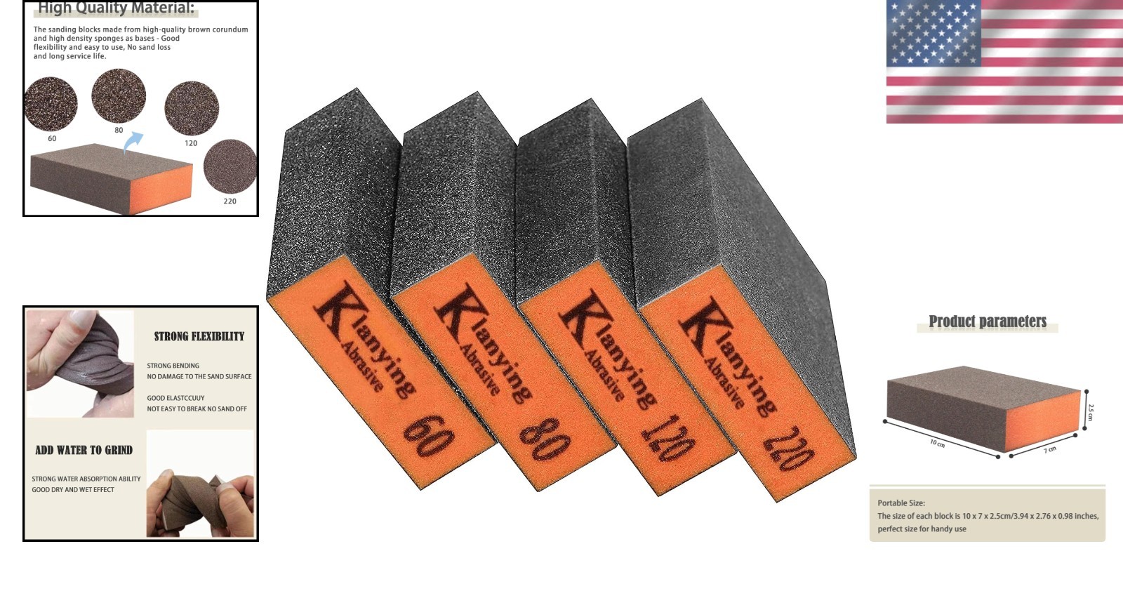 Versatile 60-220 Grit Sanding Sponge Set | Washable & Reusable Dual-use Sponges