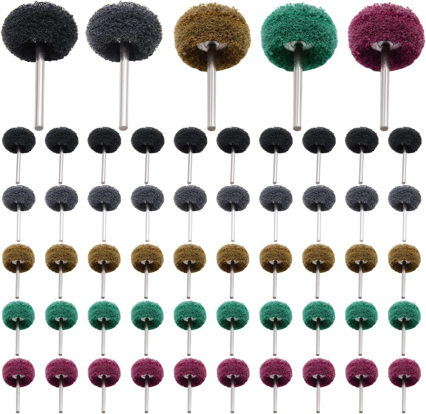 50 Pcs Abrasive Buffing Polishing Wheels Rotary Tool Kit 1/8″ Shank Metal