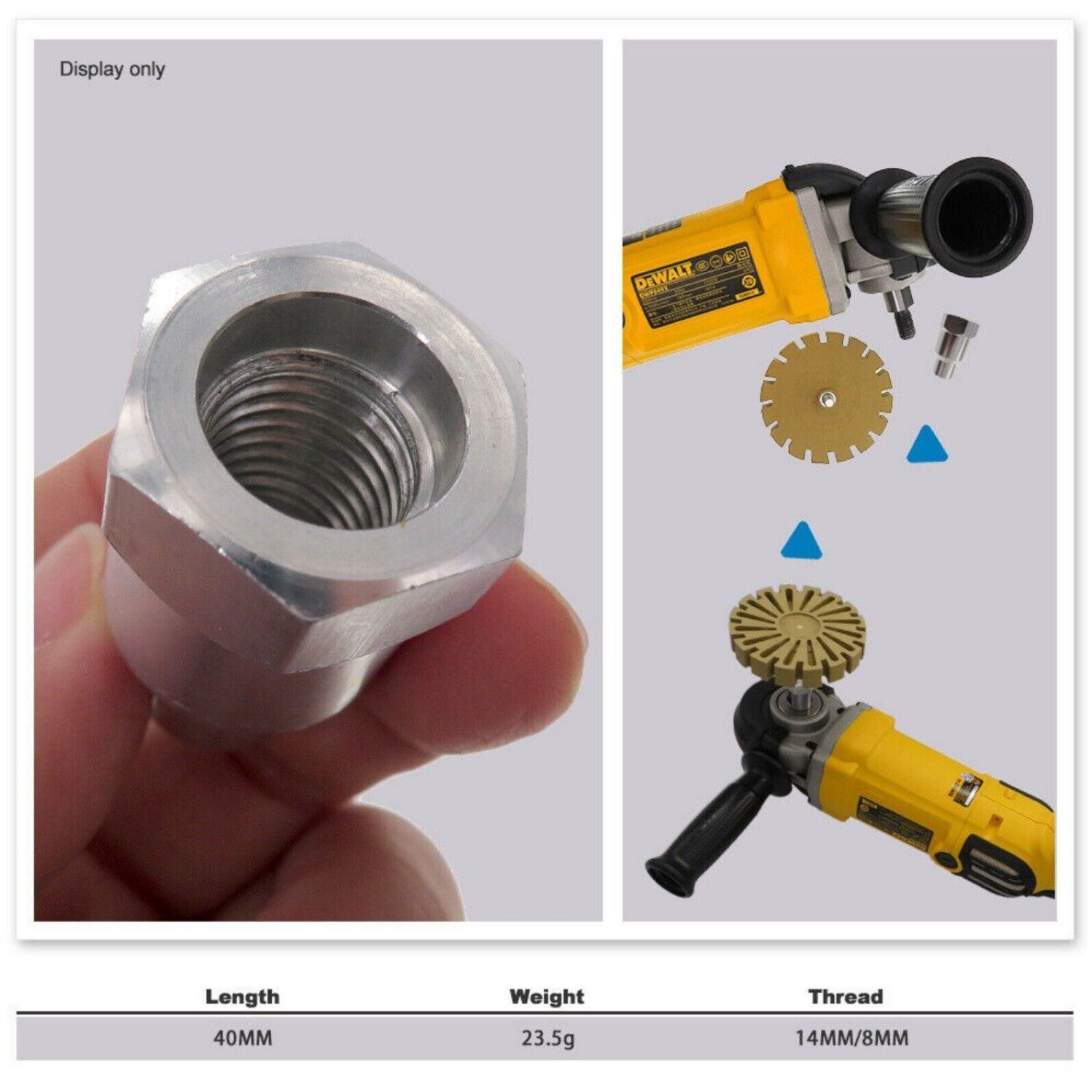M14 Thread Adapter Connector Converter to M8 5/16-24T for Angle Grinder Polisher