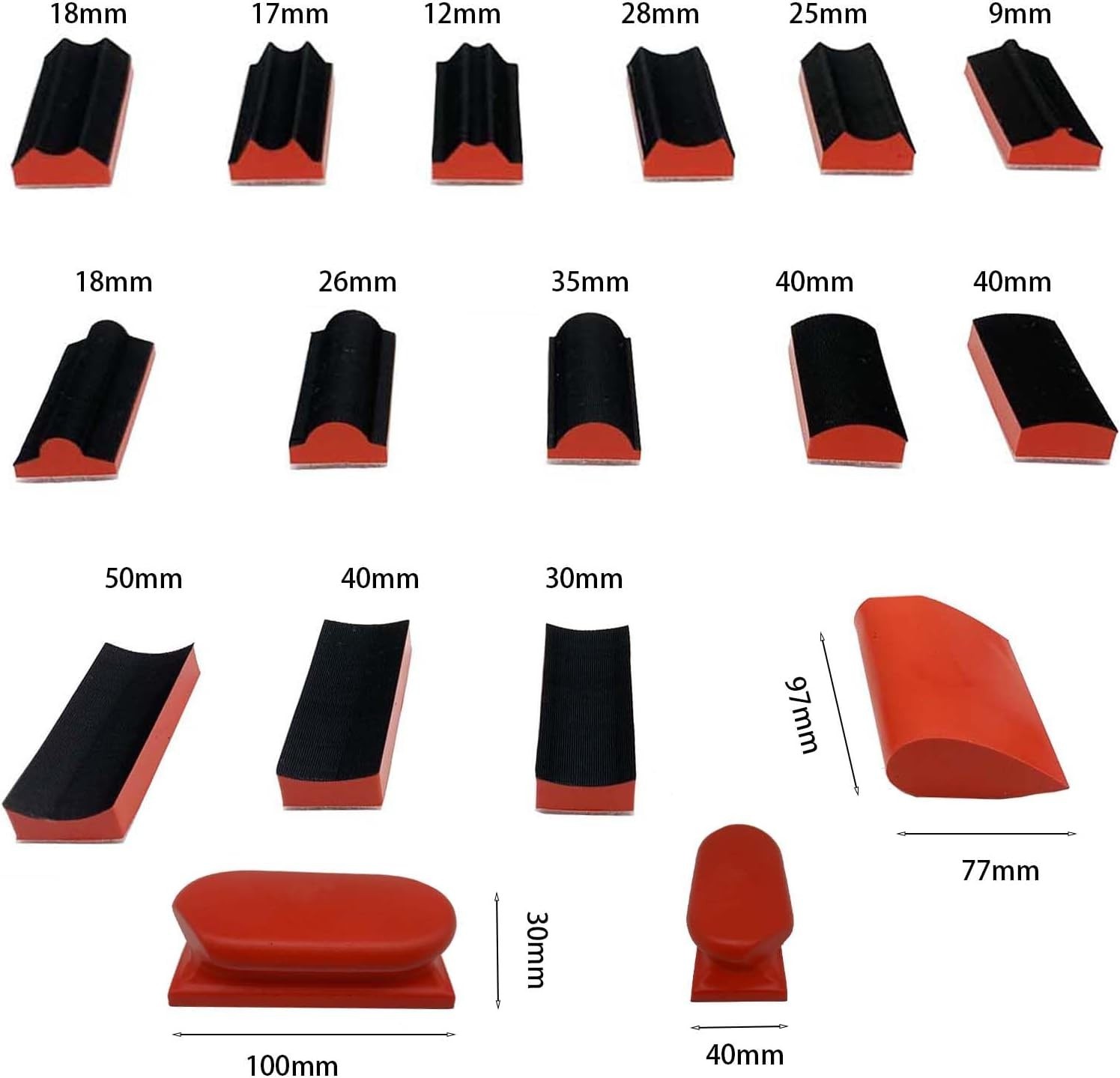 Hand Sanding Block Set of 16,Interchangeable Assorted Contoured Profile Sandi…