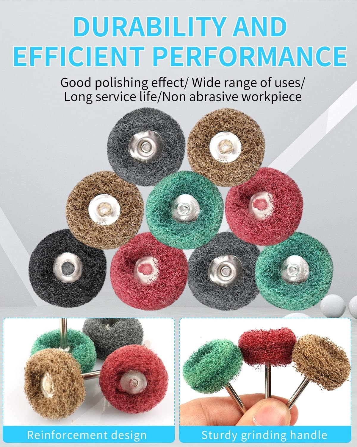 50 Pcs Abrasive Buffing Wheels, 1 inch, 1/8″ Shank