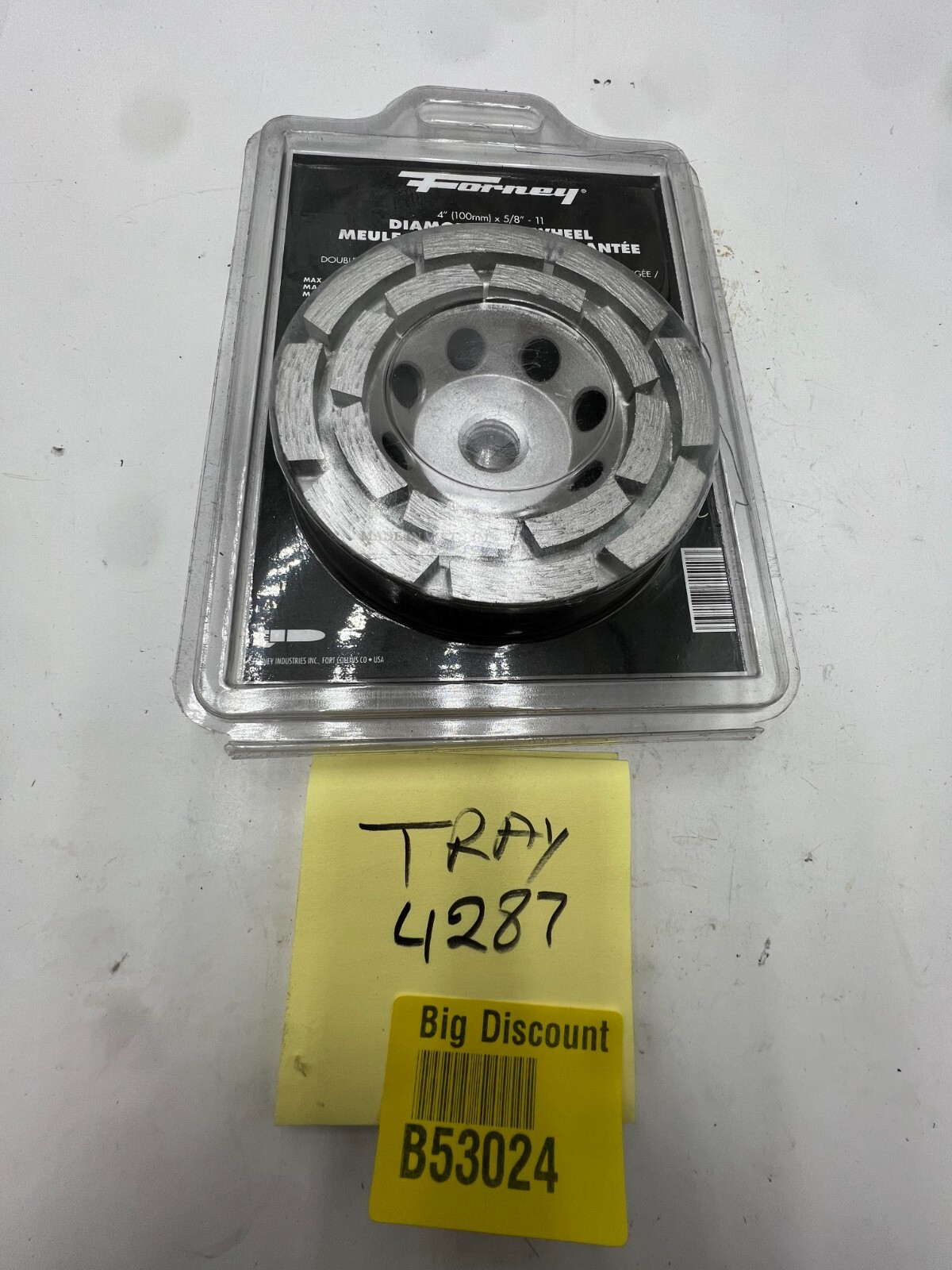 Forney 4” (100mm) x 5/8″ – 11 Diamond Cup Wheel Wet Or Dry Use 15000 RPM Max