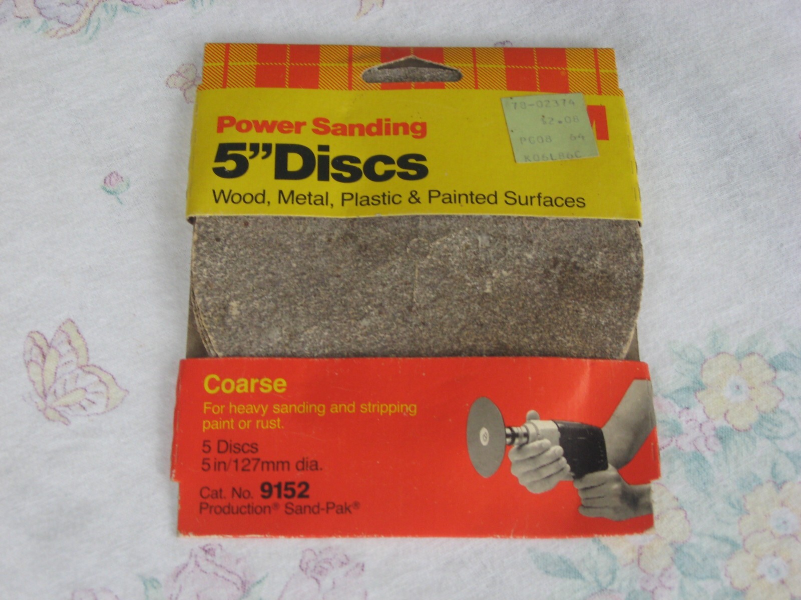Vintage 1980’s NOS 3M 5″ Power Sanding Discs Coarse Grit Center Mount 5 Pack HTF