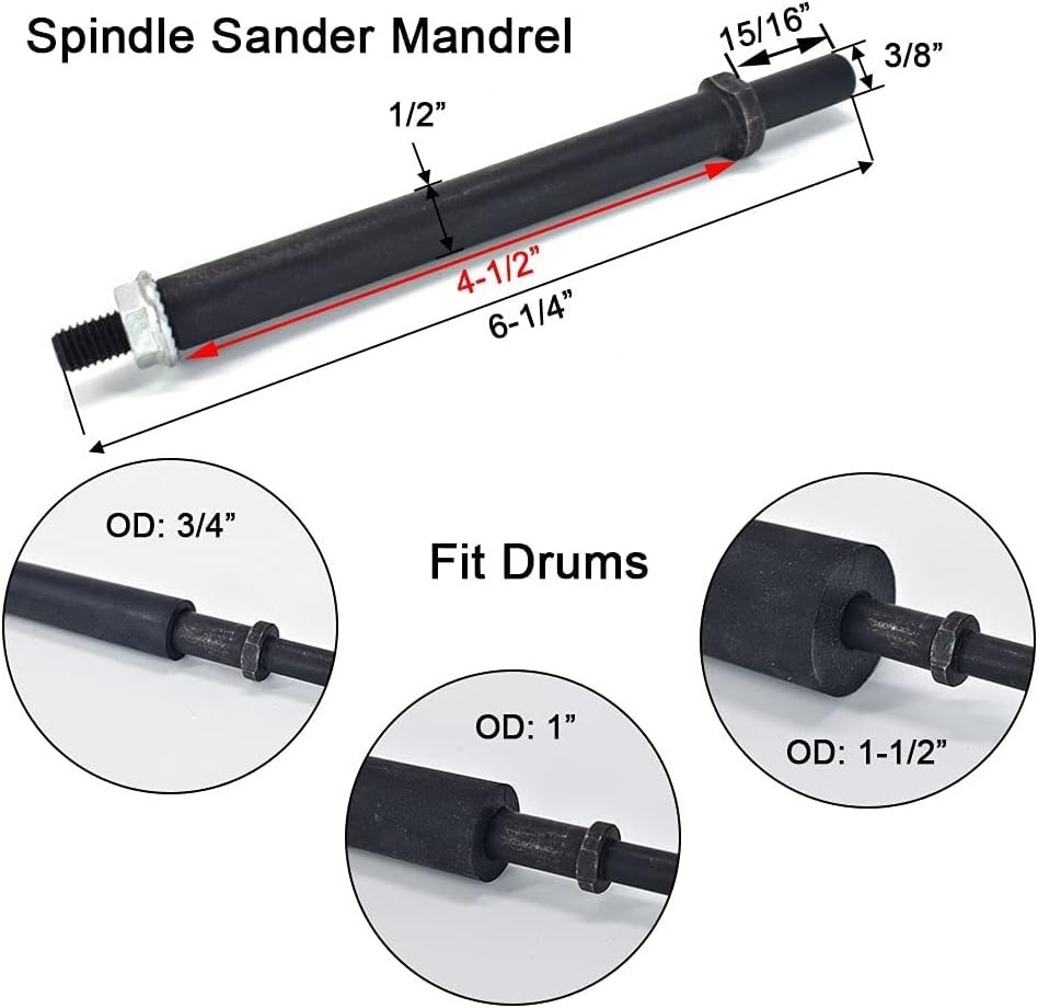 Spindle Sander Adaptor 4-1/2 x 1/ with Rubber Sanding Drum Kit OD 3/4, , 1-1/
