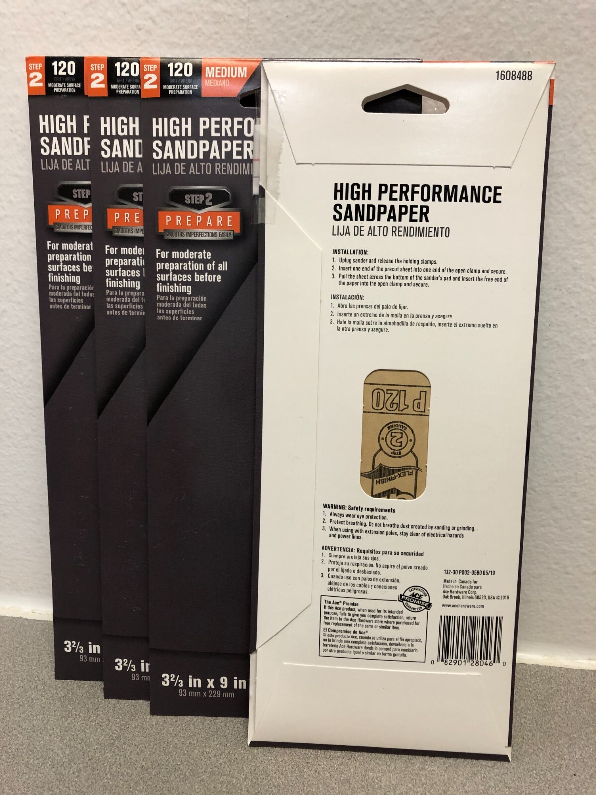 5073-002 9 in. L X 3-2/3 in. W 120 Grit Aluminum Oxide Sandpaper 24 piece,4 pk