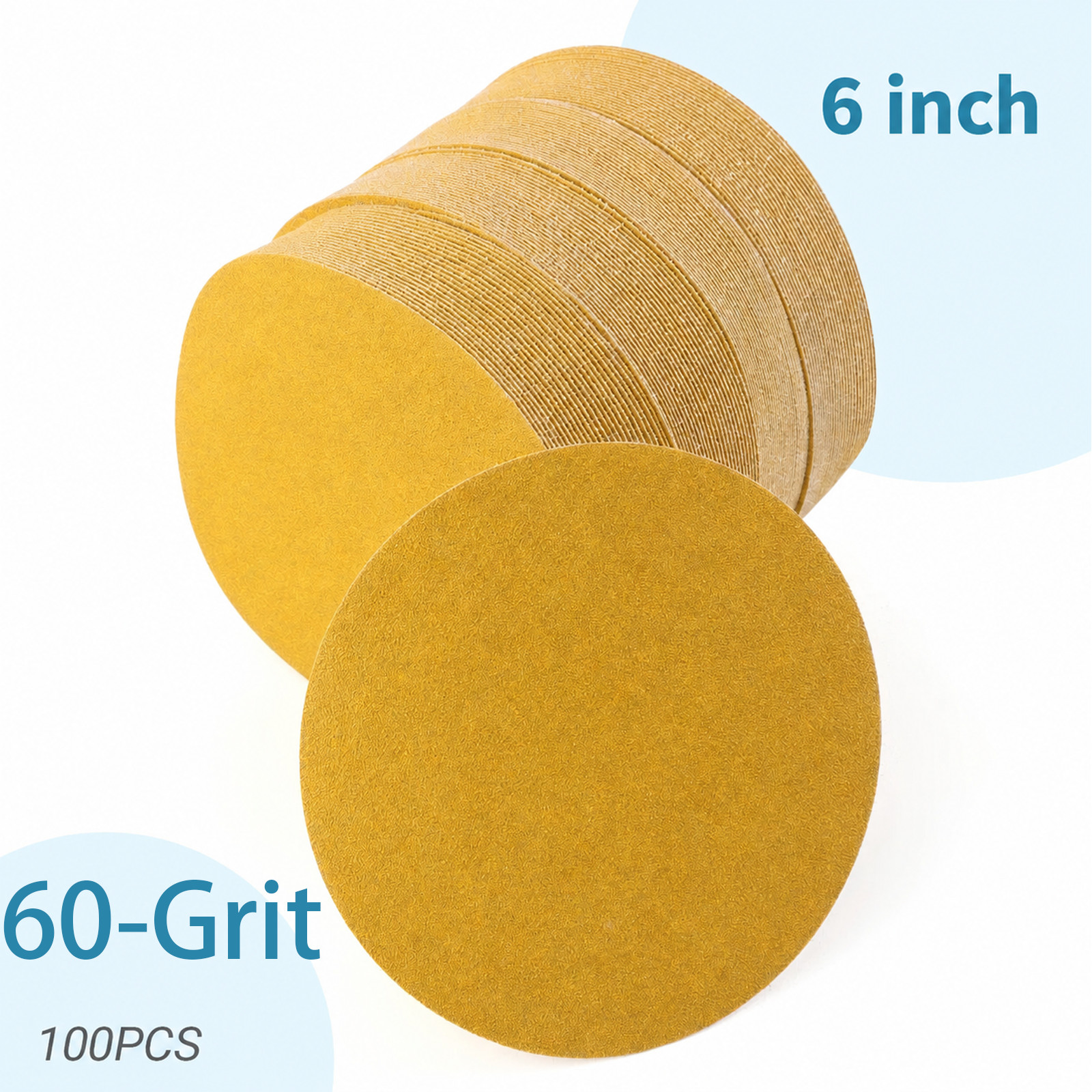 100pcs 6 Inch Sanding Discs Hook and Loop Grit Sandpaper Disc for Orbital Sander